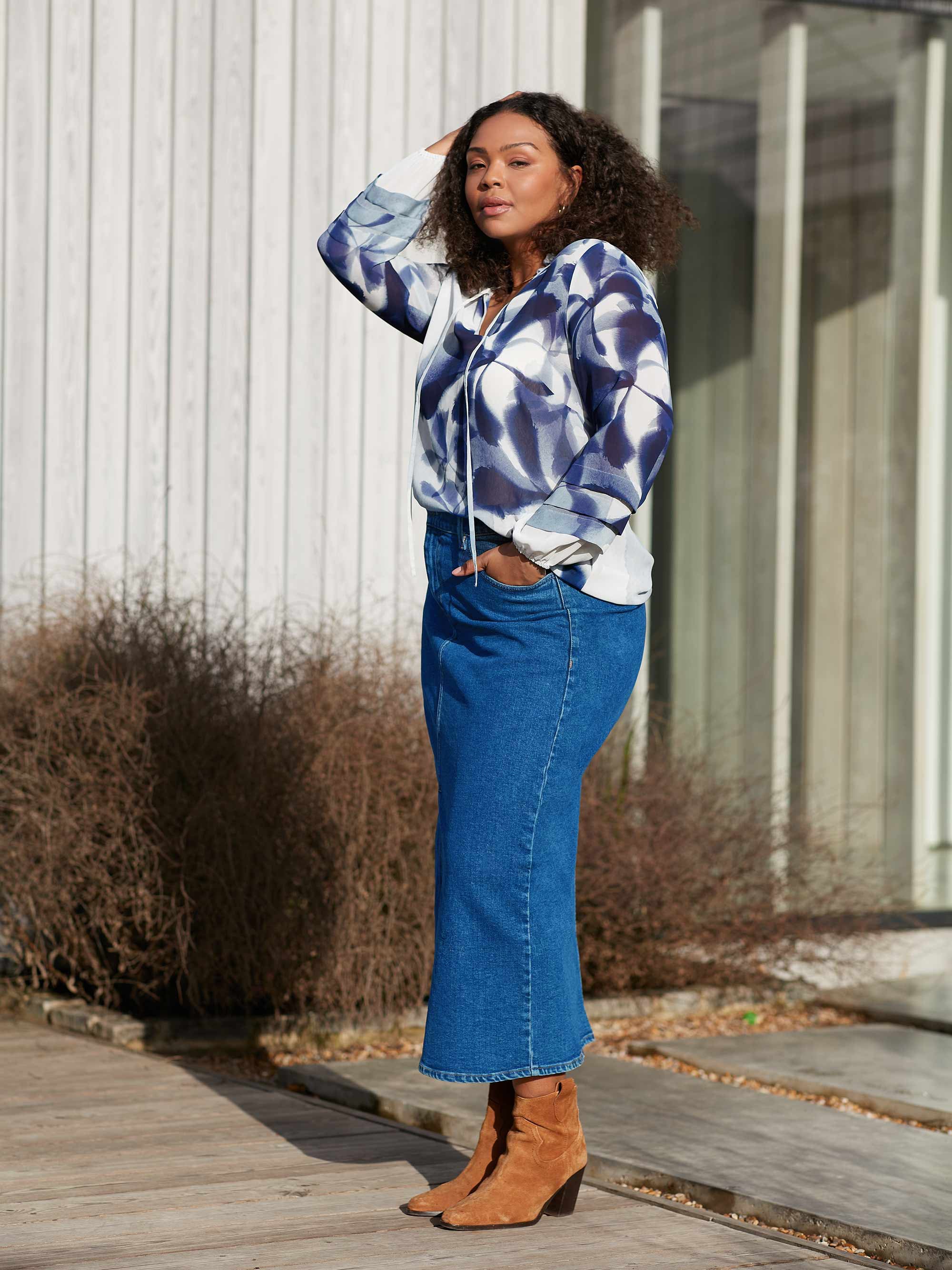 Denim Midi Skirt - Image 3