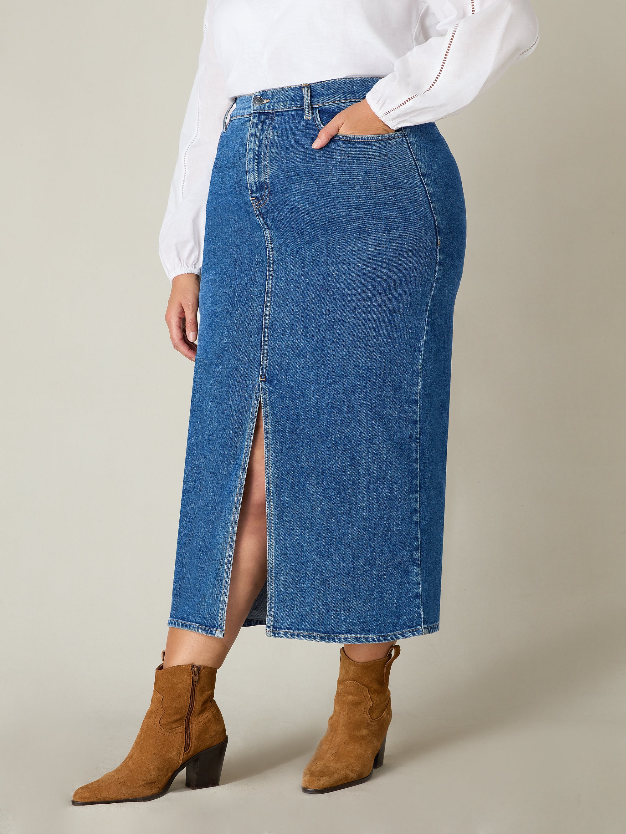 Denim Midi Skirt - Image 4