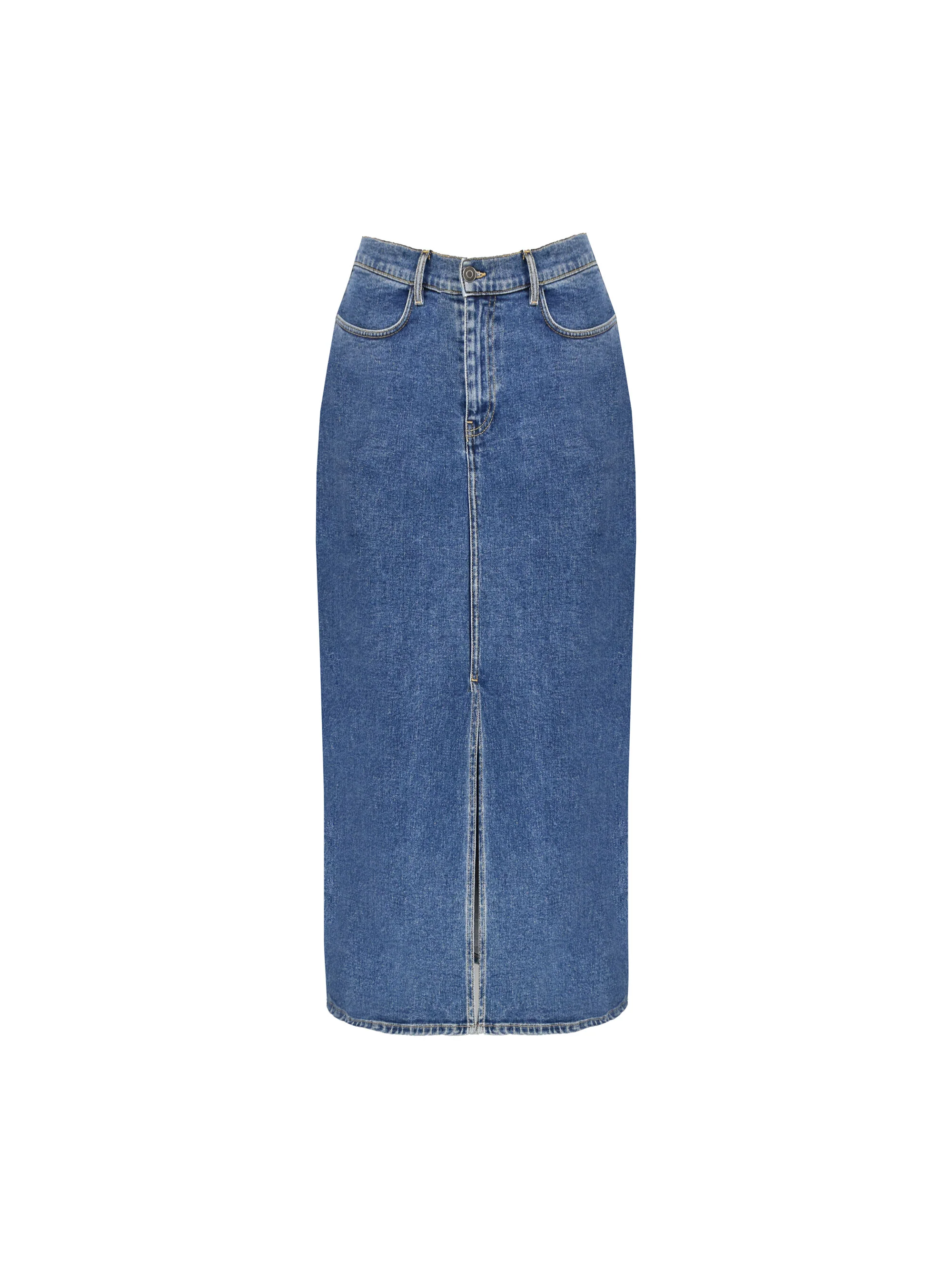 Denim Midi Skirt - Image 9