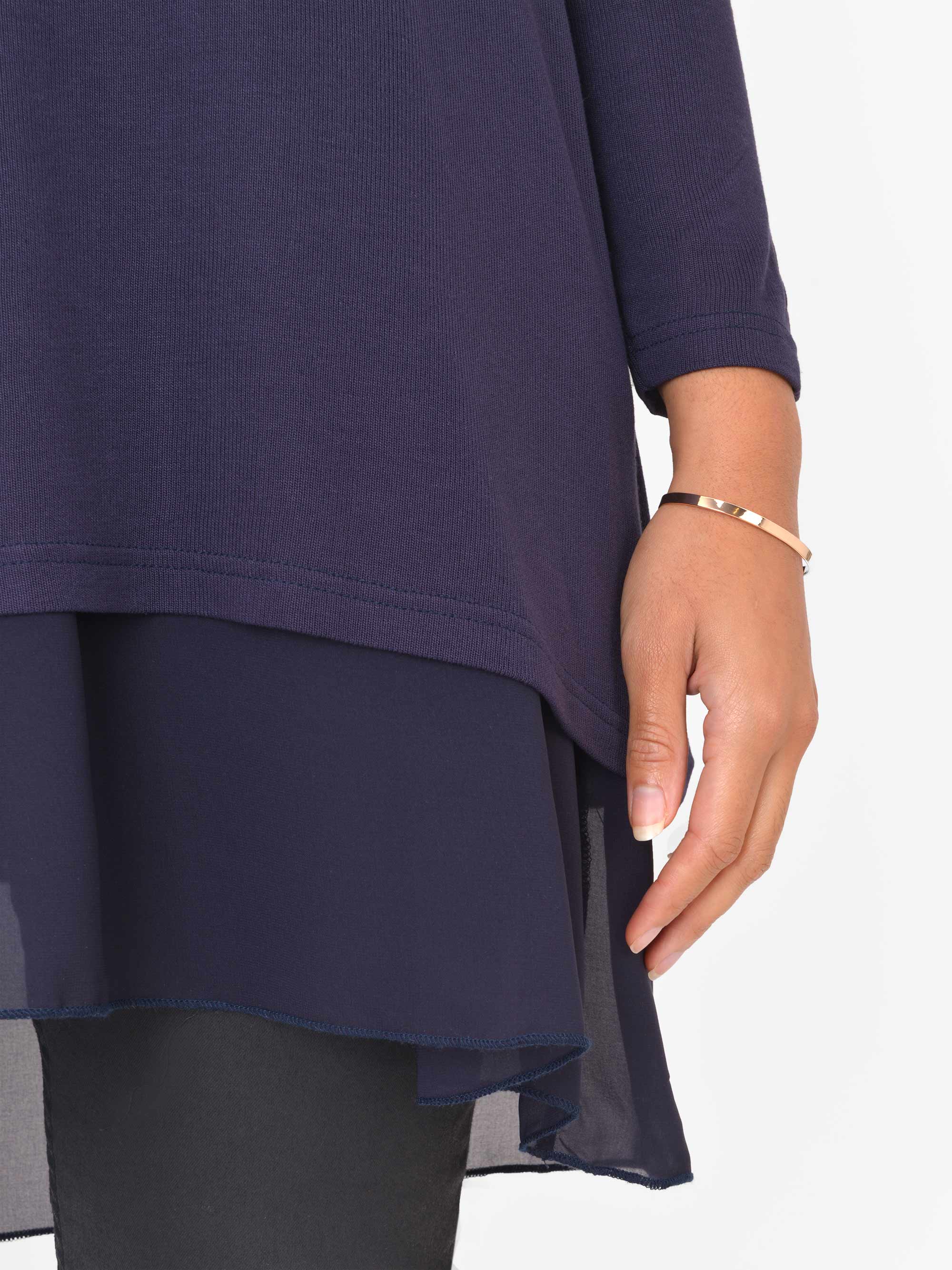 Blue Double Layered V Neck Top - Image 3