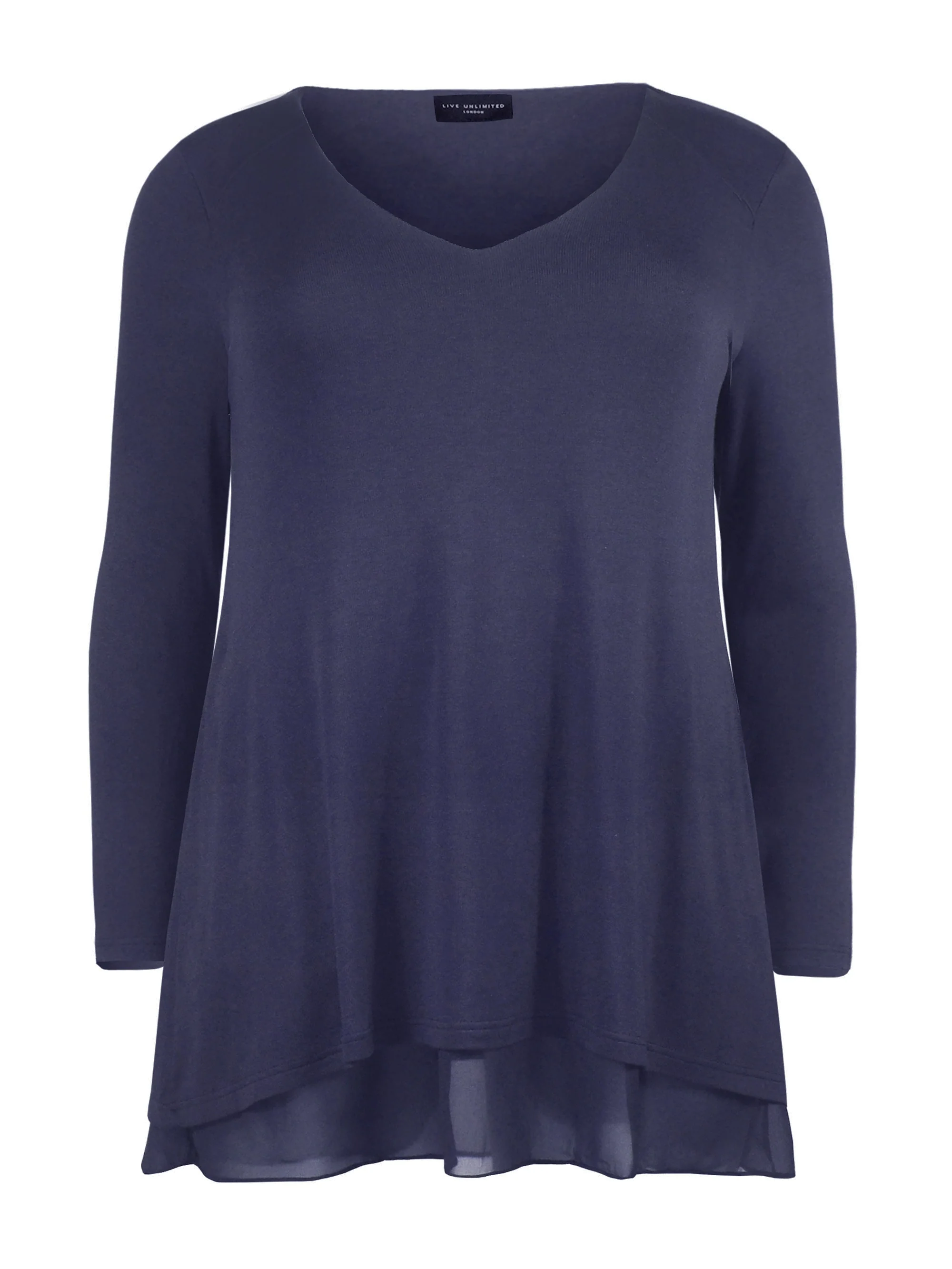 Blue Double Layered V Neck Top - Image 4
