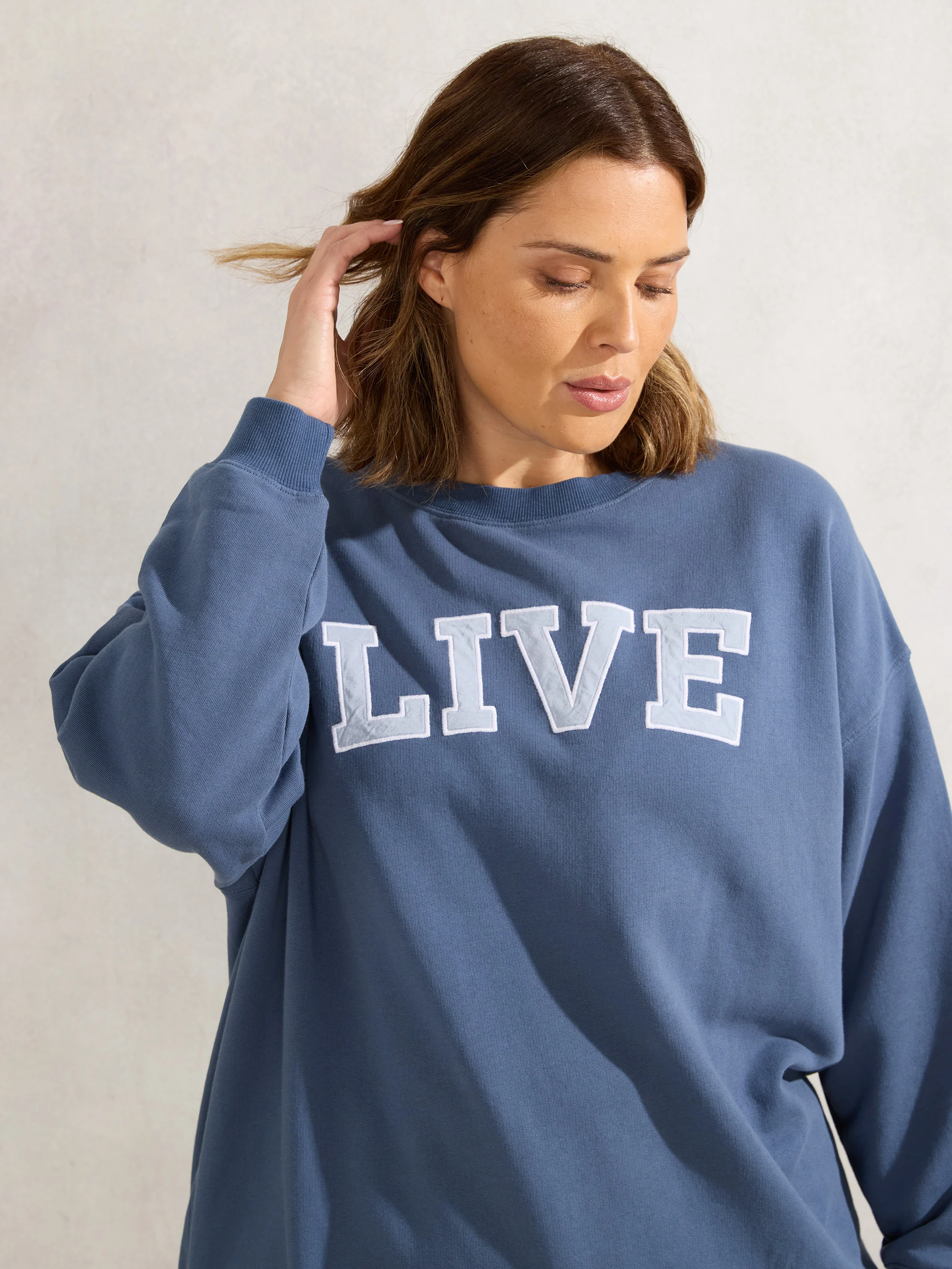 Dusty Blue Oversized Live Sweatshirt - Image 2