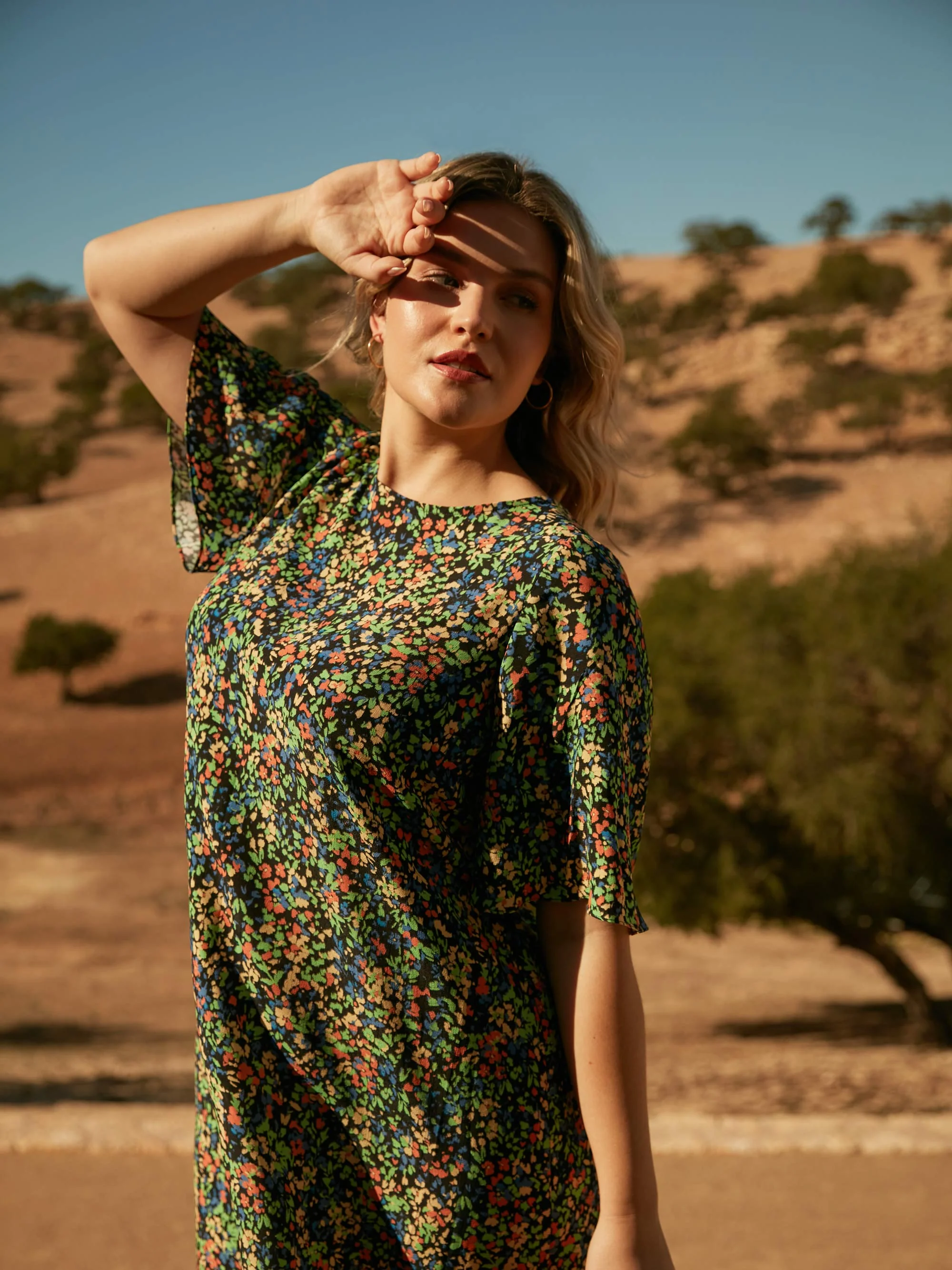 Floral Flutter Sleeve Midaxi T-Shirt Dress - Image 2