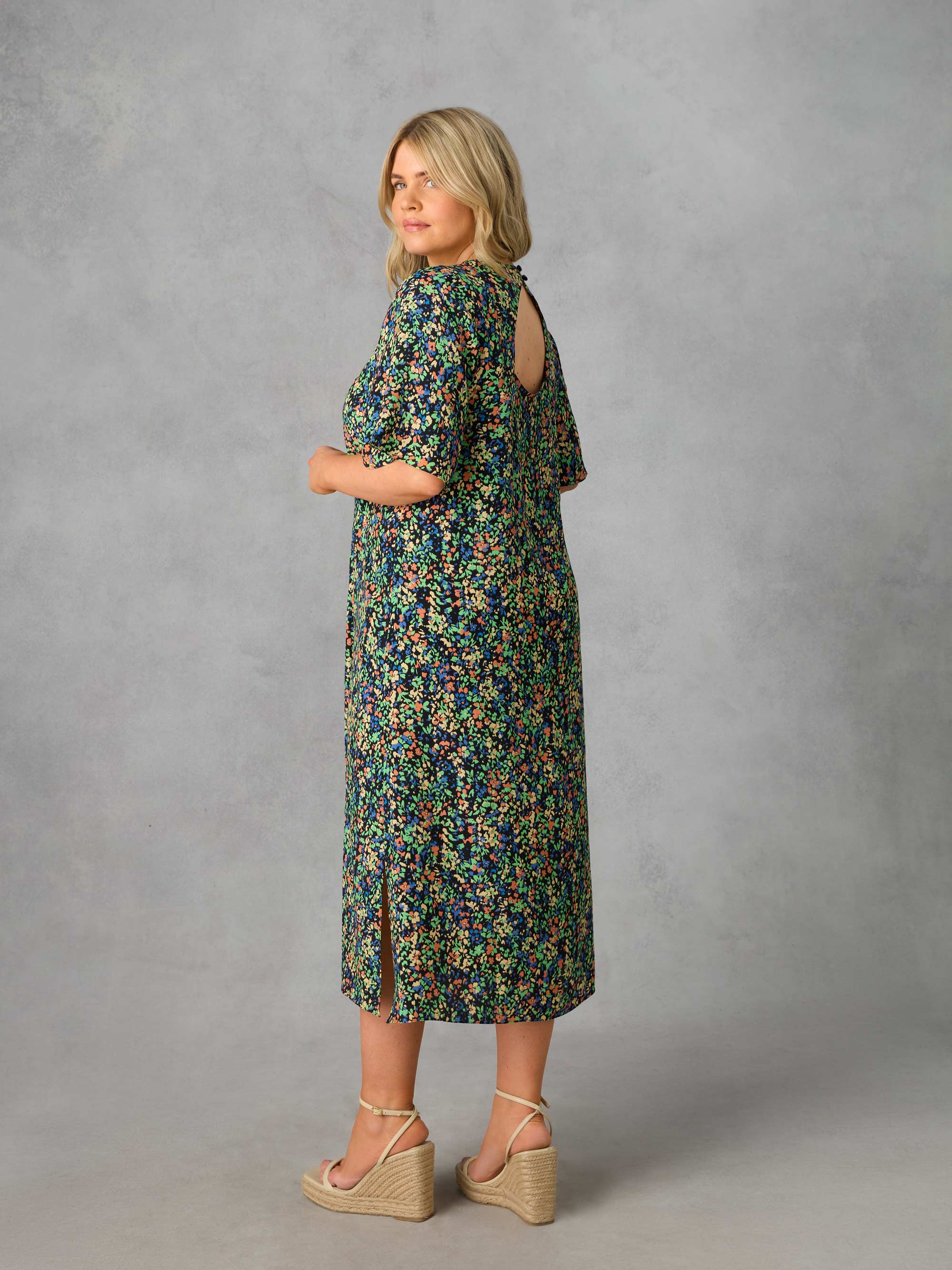 Floral Flutter Sleeve Midaxi T-Shirt Dress - Image 5
