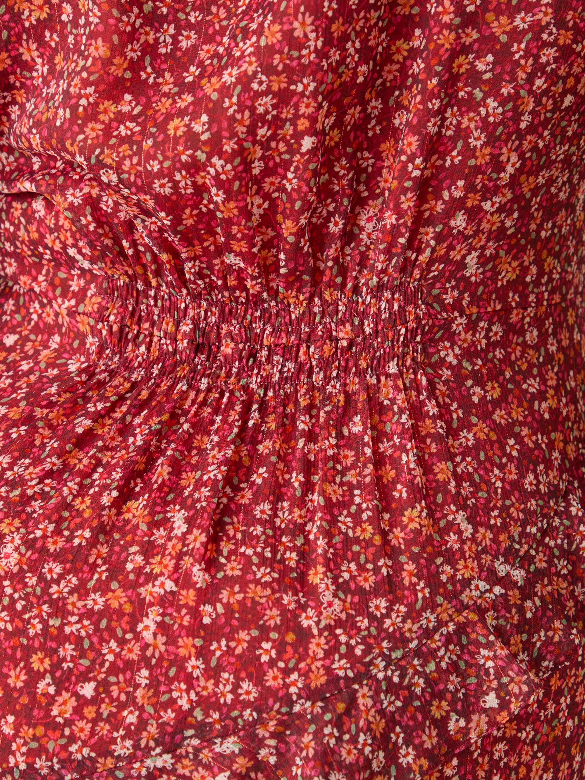 Floral Metallic Frill Midaxi Dress - Image 6