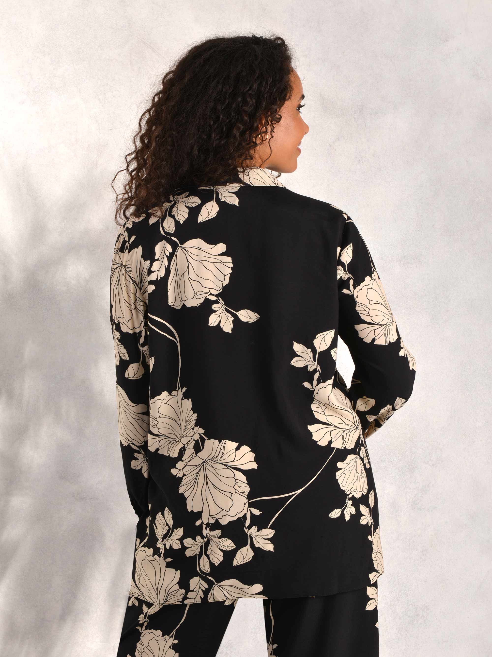 Floral Mono Printed Button Through Shirt - Image 3