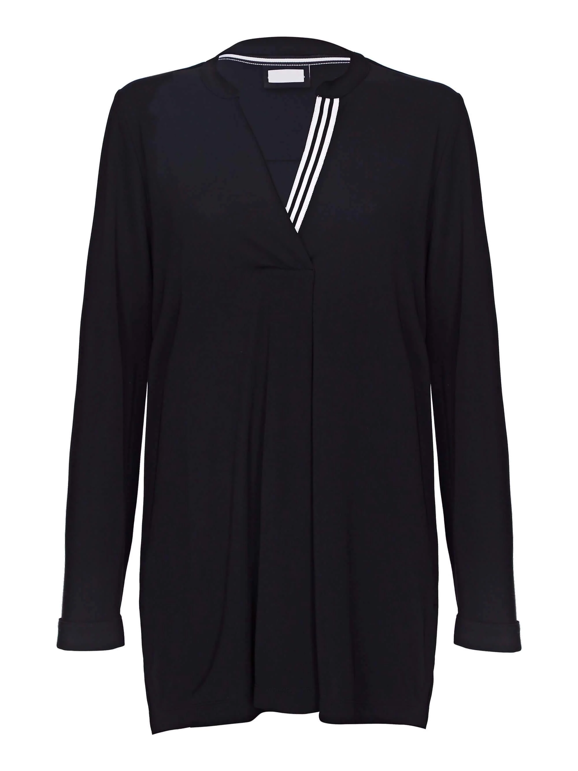 Black French Crepe Grosgrain Blouse - Image 3