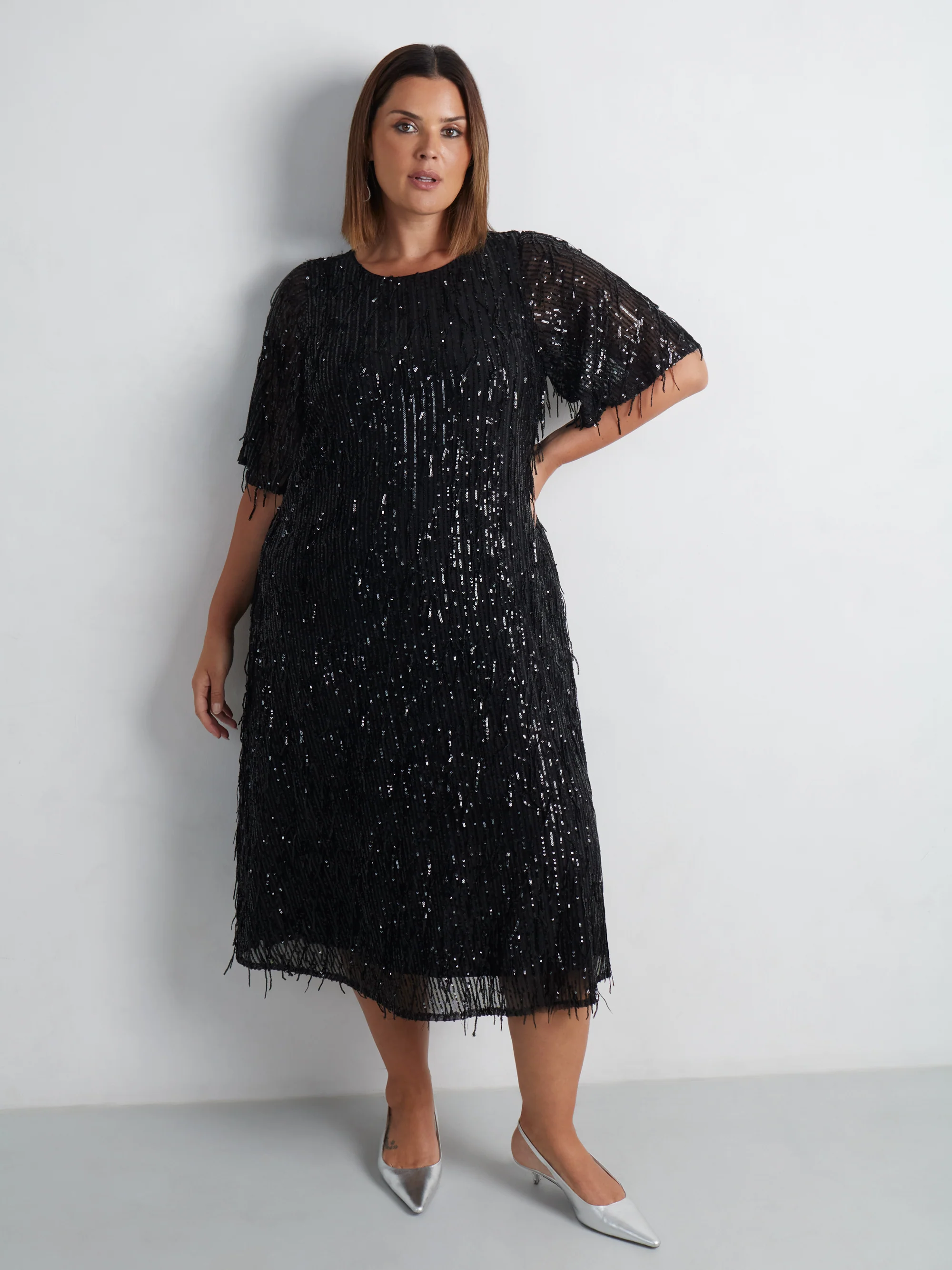 Fringe Sequin Midi Dress - Image 9
