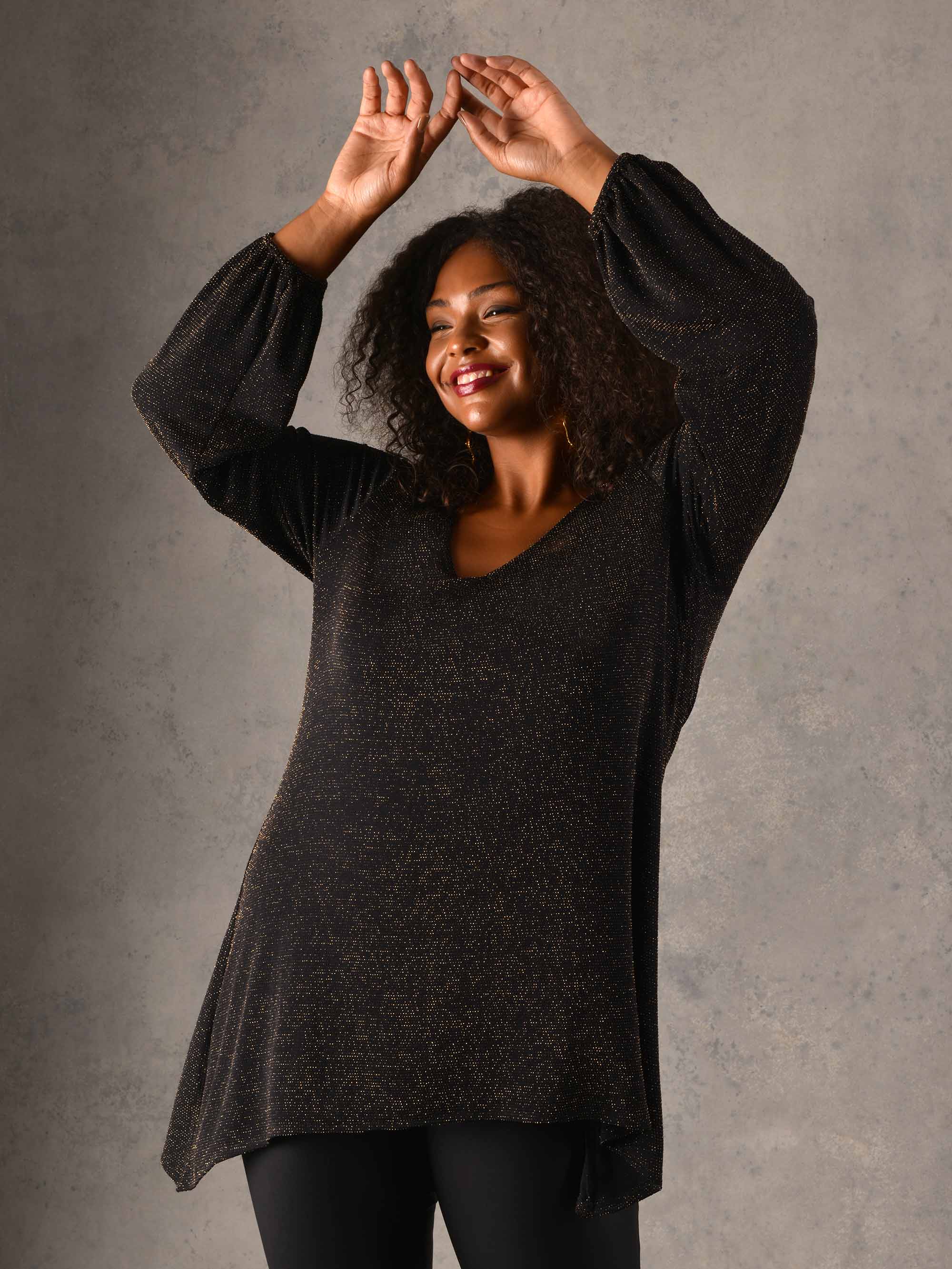 Gold Shimmer Hanky Hem Jersey Top - Image 2