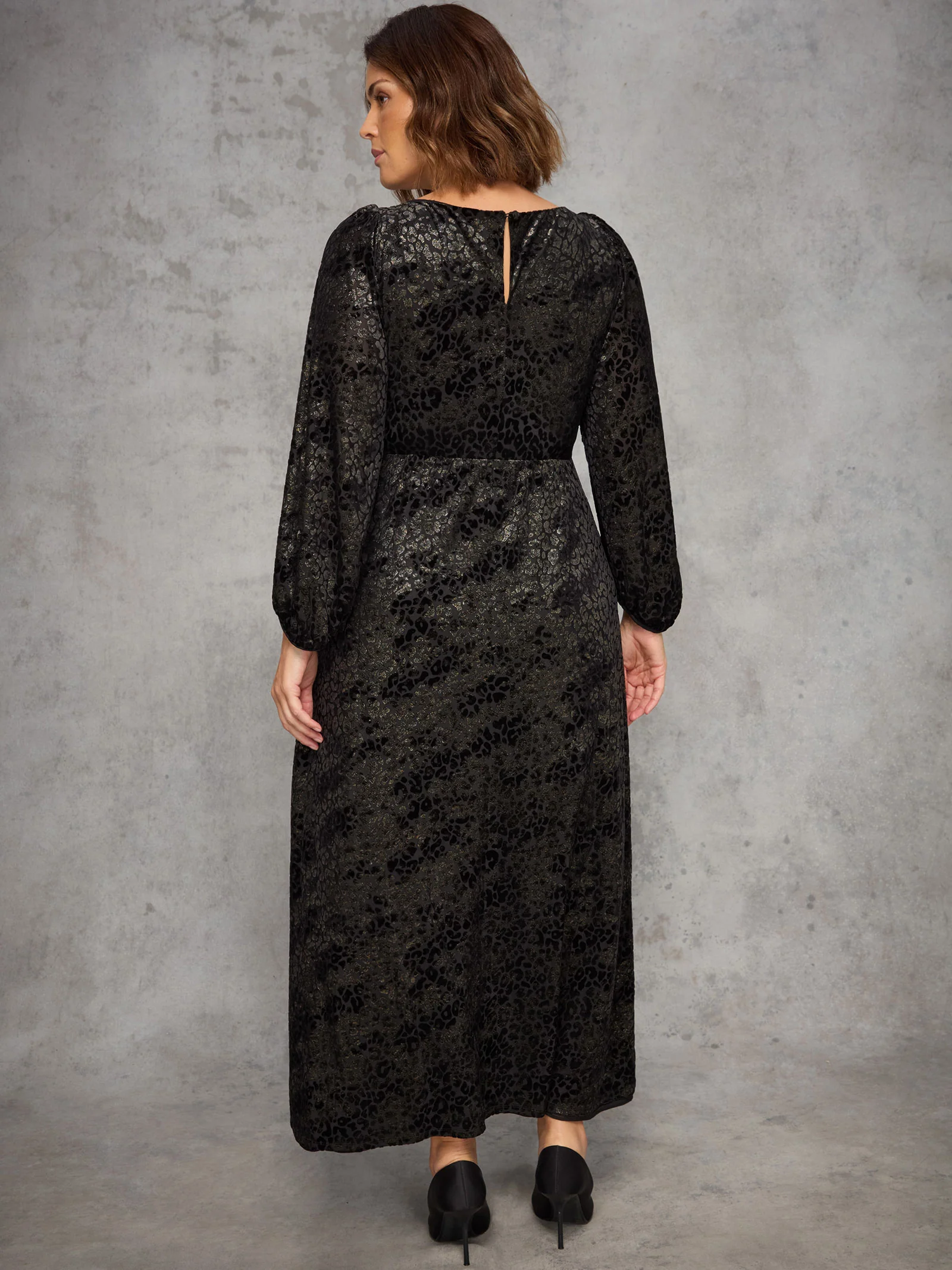 Gold Animal Velvet Burnout Jersey Maxi Dress - Image 4