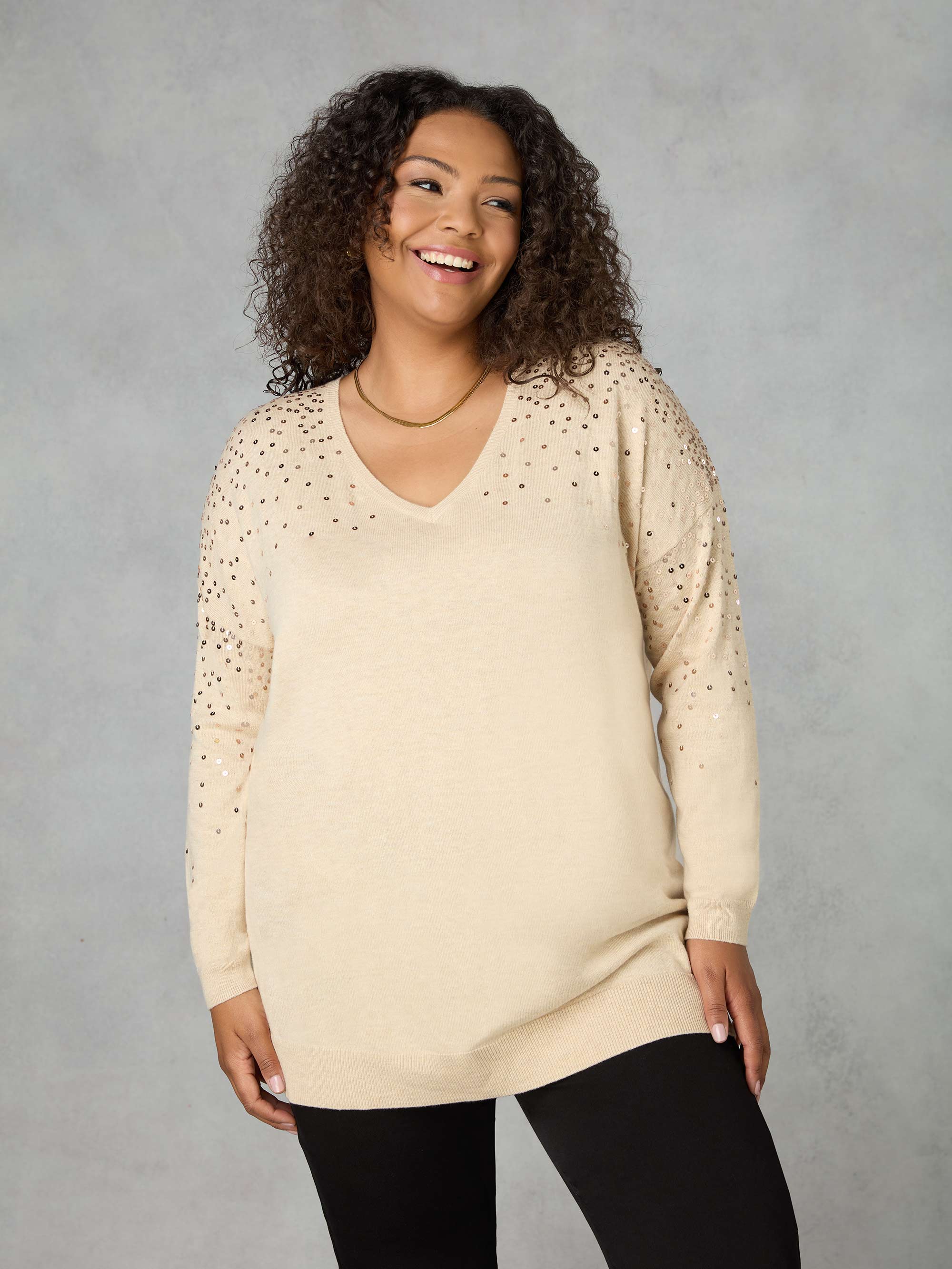 Gold Sequin Jumper - Image 2