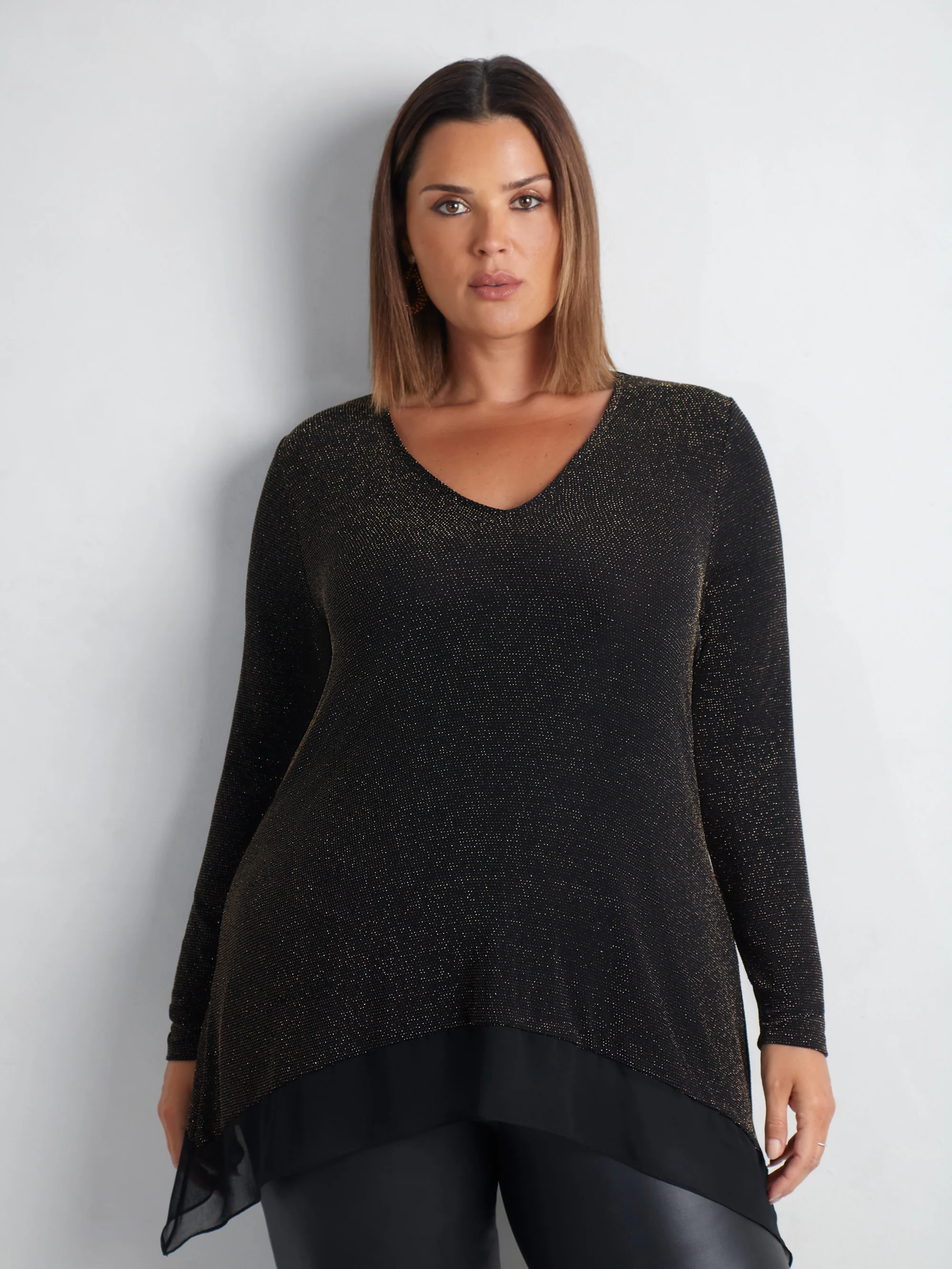 Gold Sparkle Jersey Hanky Hem Tunic - Image 4