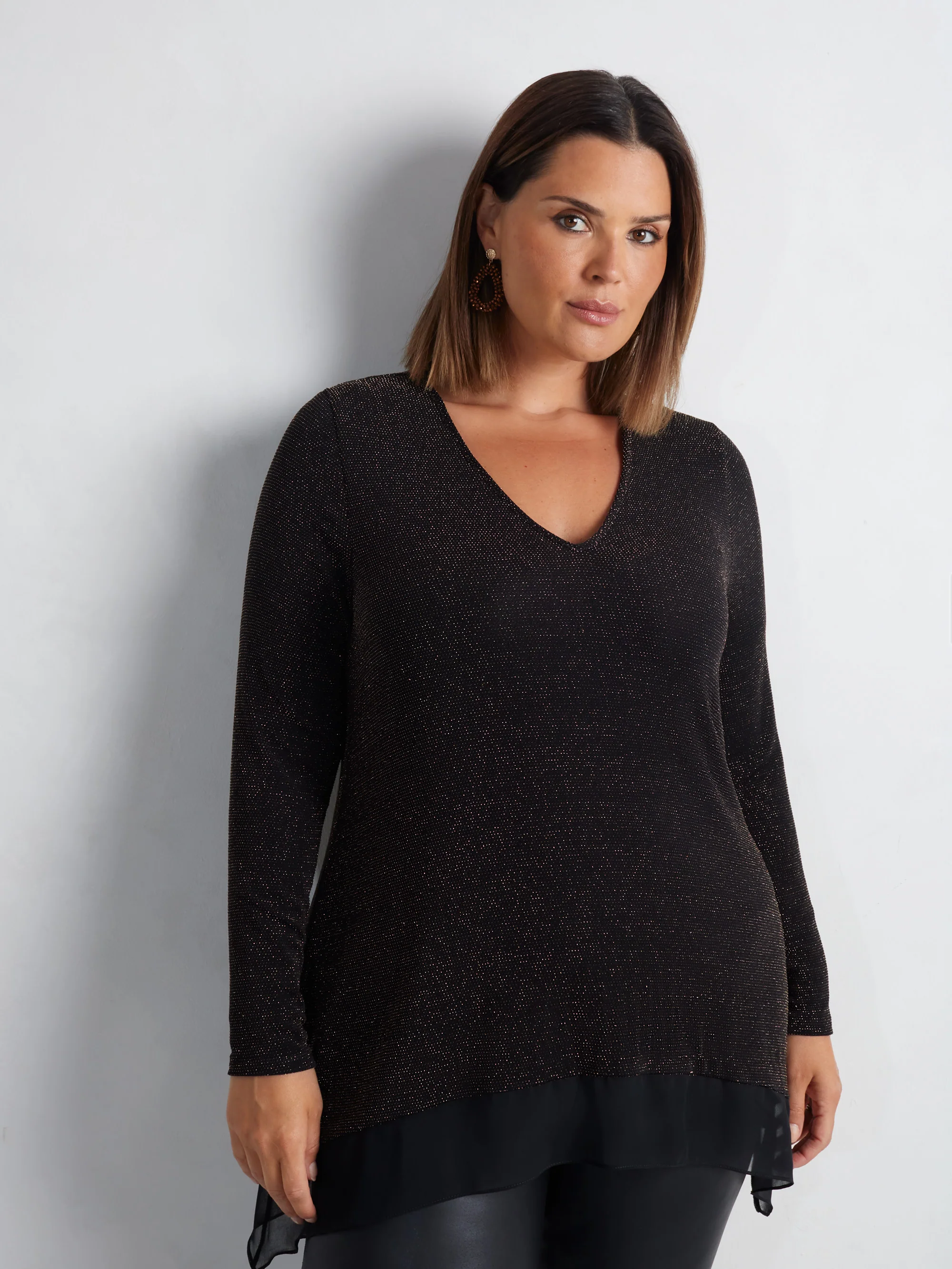 Gold Sparkle Jersey Hanky Hem Tunic - Image 5