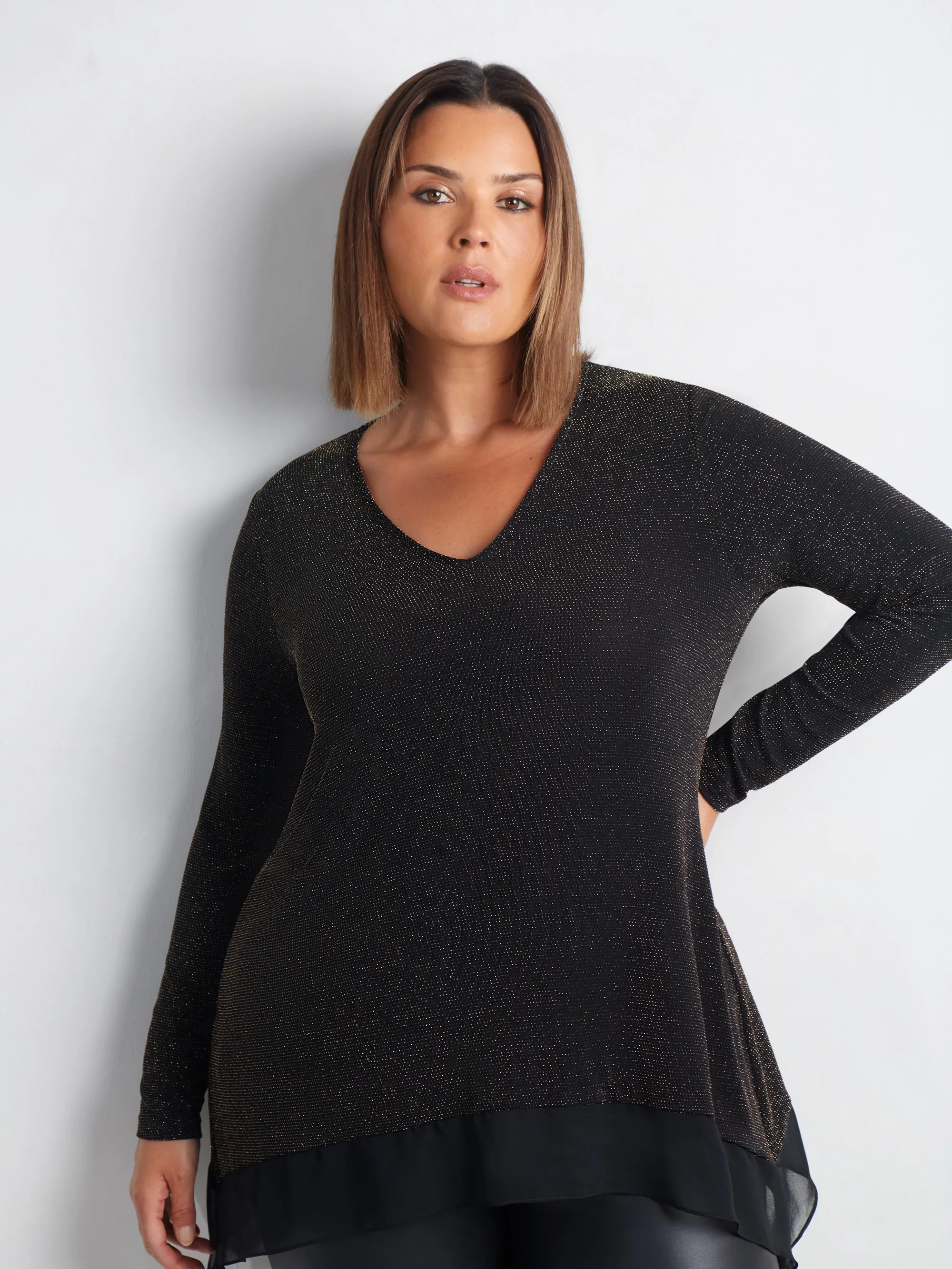Gold Sparkle Jersey Hanky Hem Tunic - Image 7