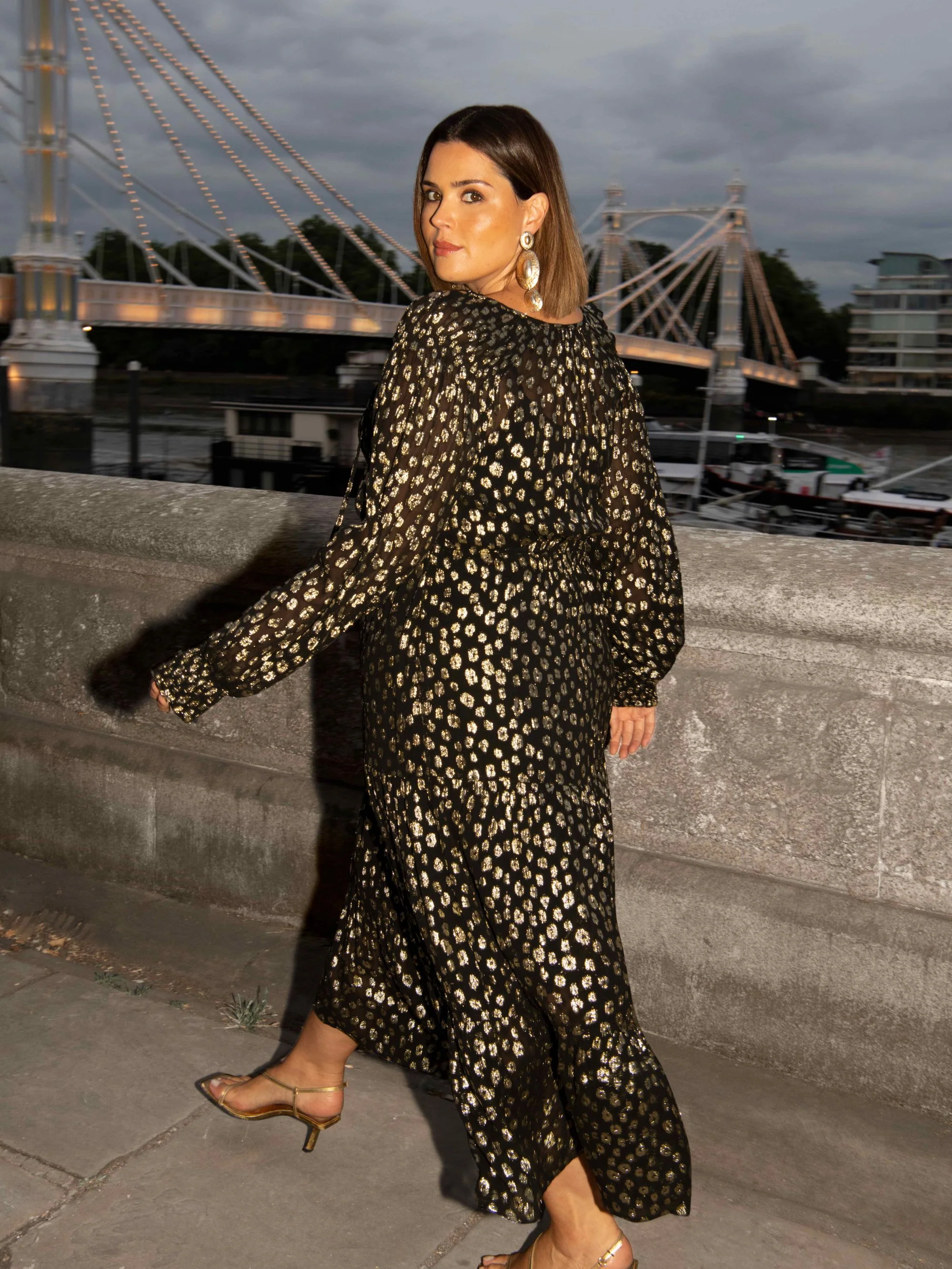 Golden Leopard Metallic Midaxi Dress - Image 2