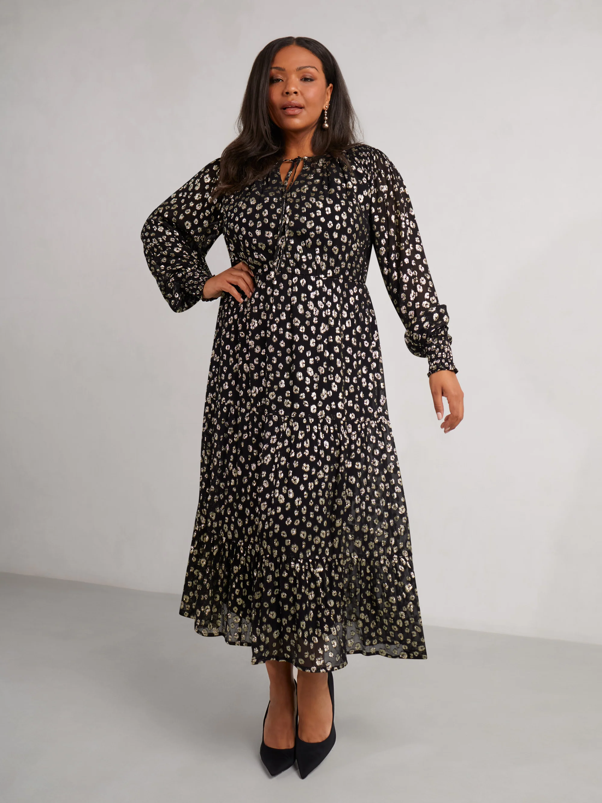 Golden Leopard Metallic Midaxi Dress - Image 3