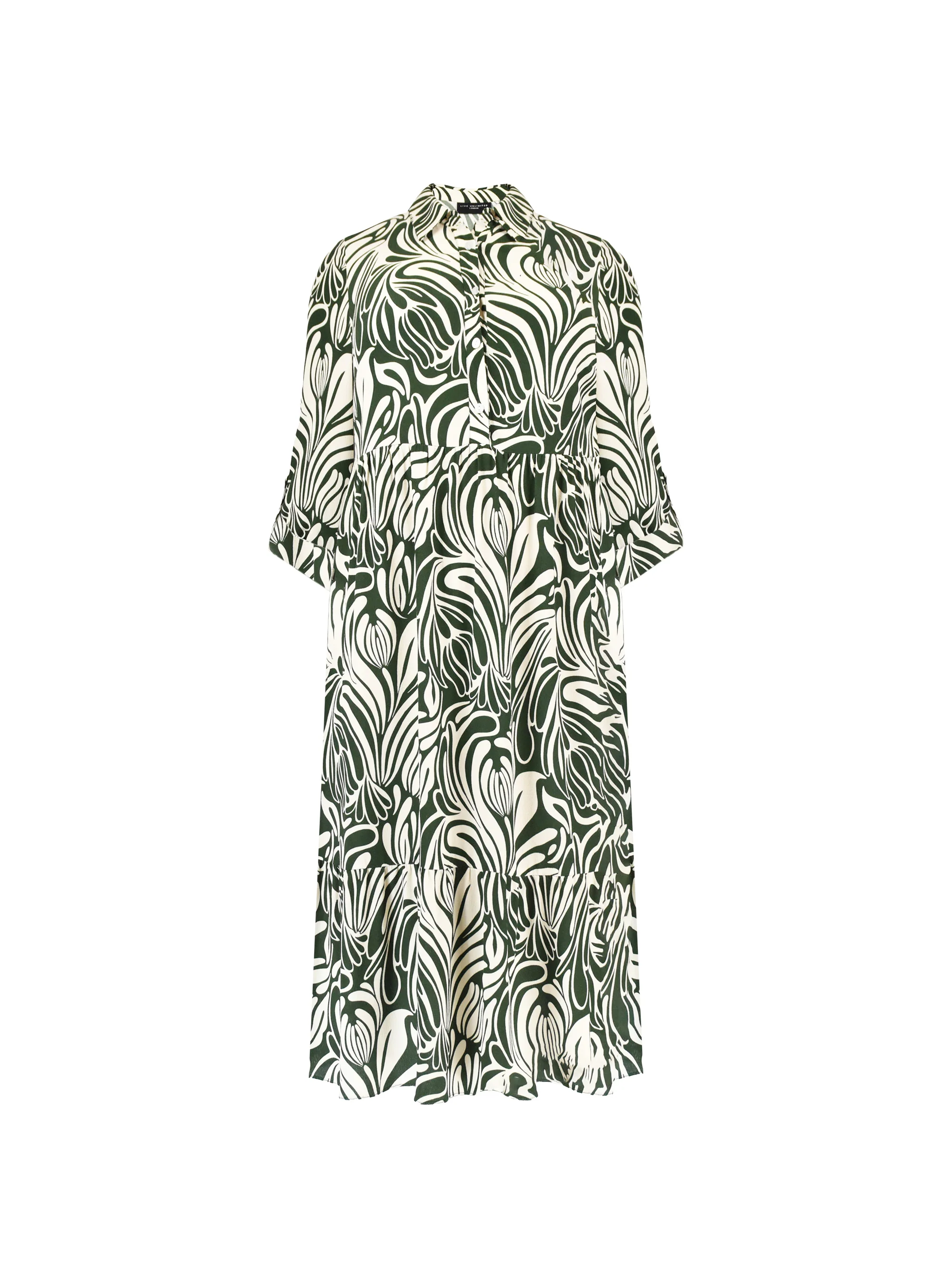 Green Abstract Print Button Through Shirt Dress - Image 7
