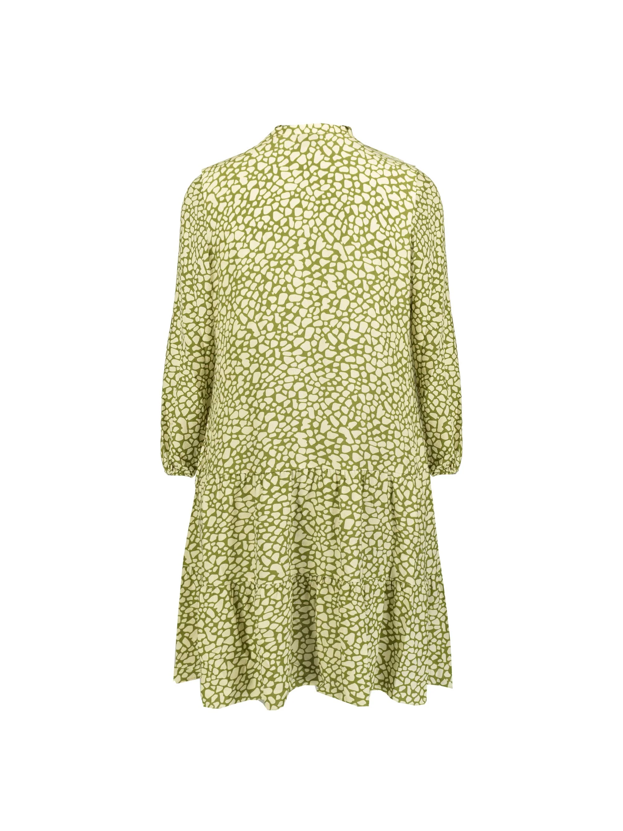 Green Animal Print Zip Front Tiered Dress - Image 5