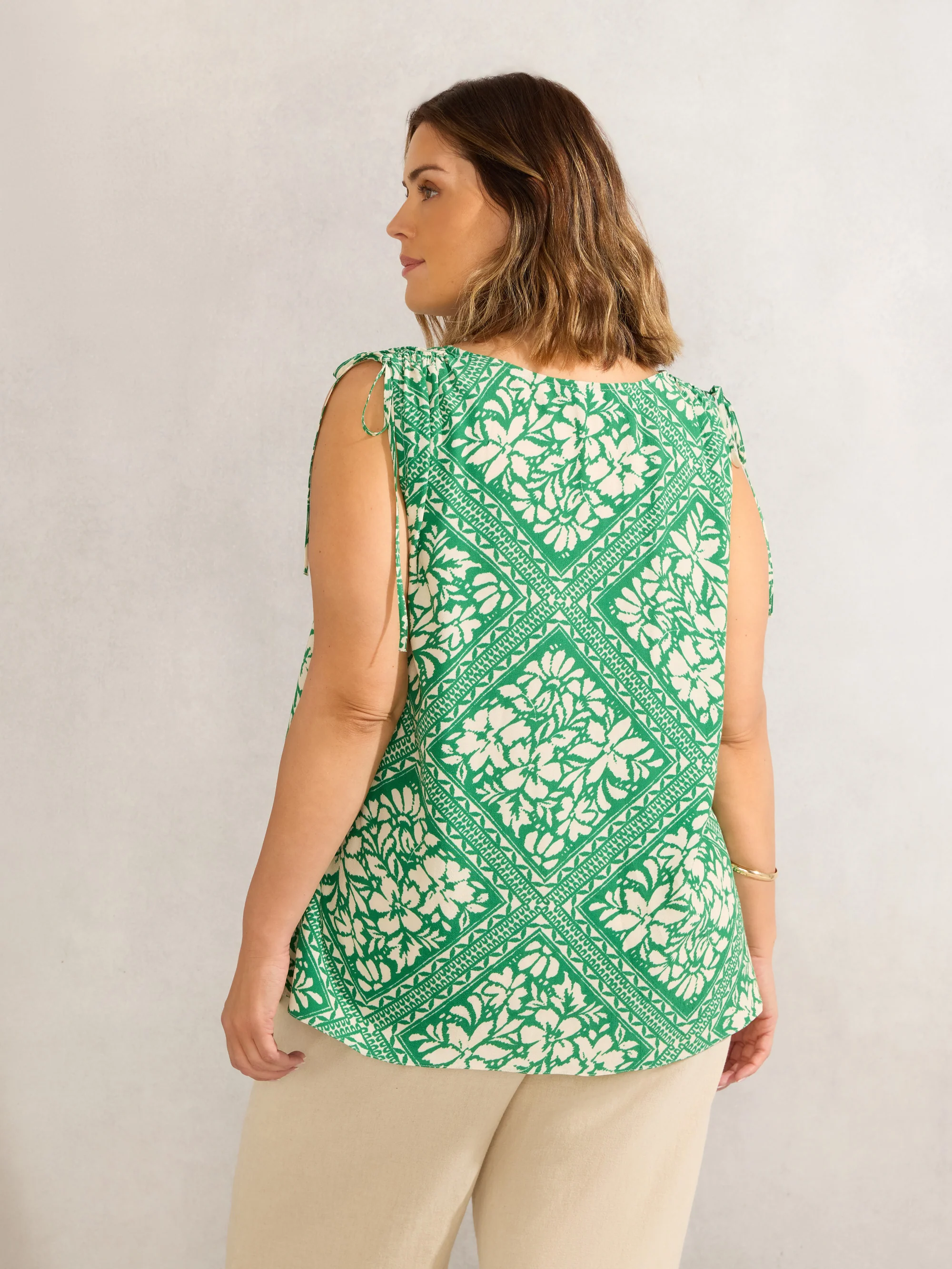 Green Bandana Print Drawstring Top - Image 4
