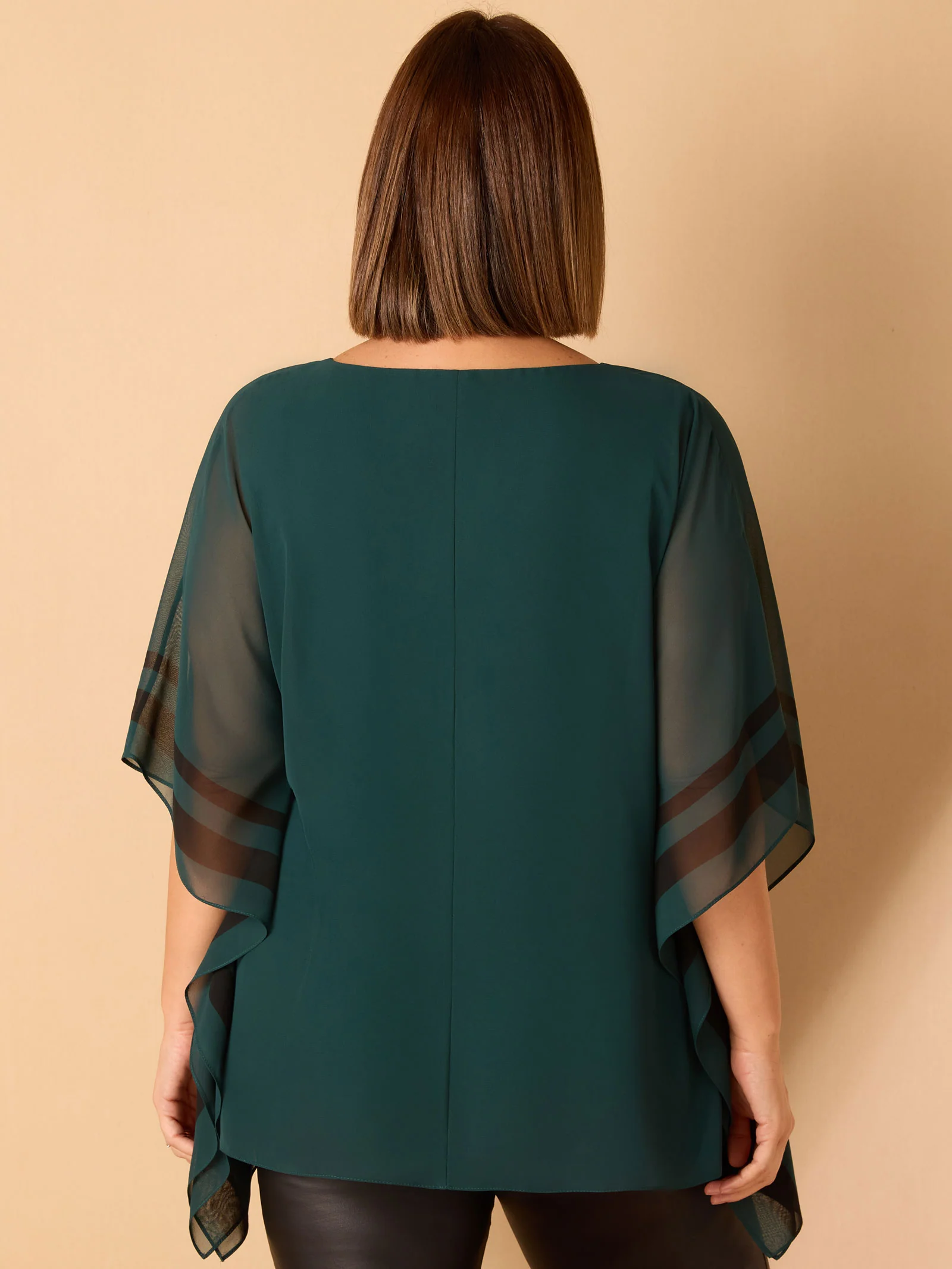 Green Contrast Side Stripe Overlay Top - Image 3