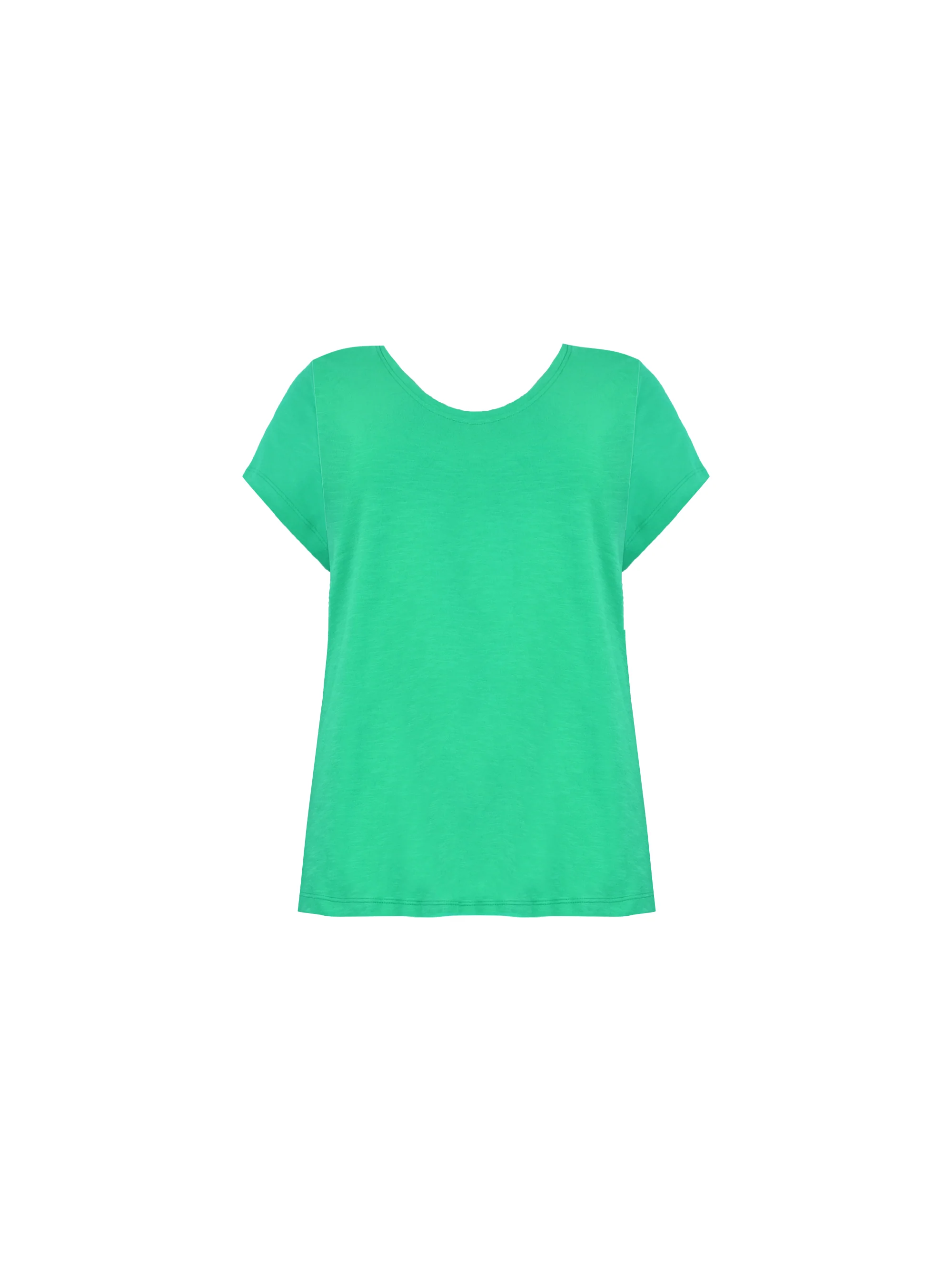 Green Cotton Slub Scoop Neck T-Shirt - Image 4