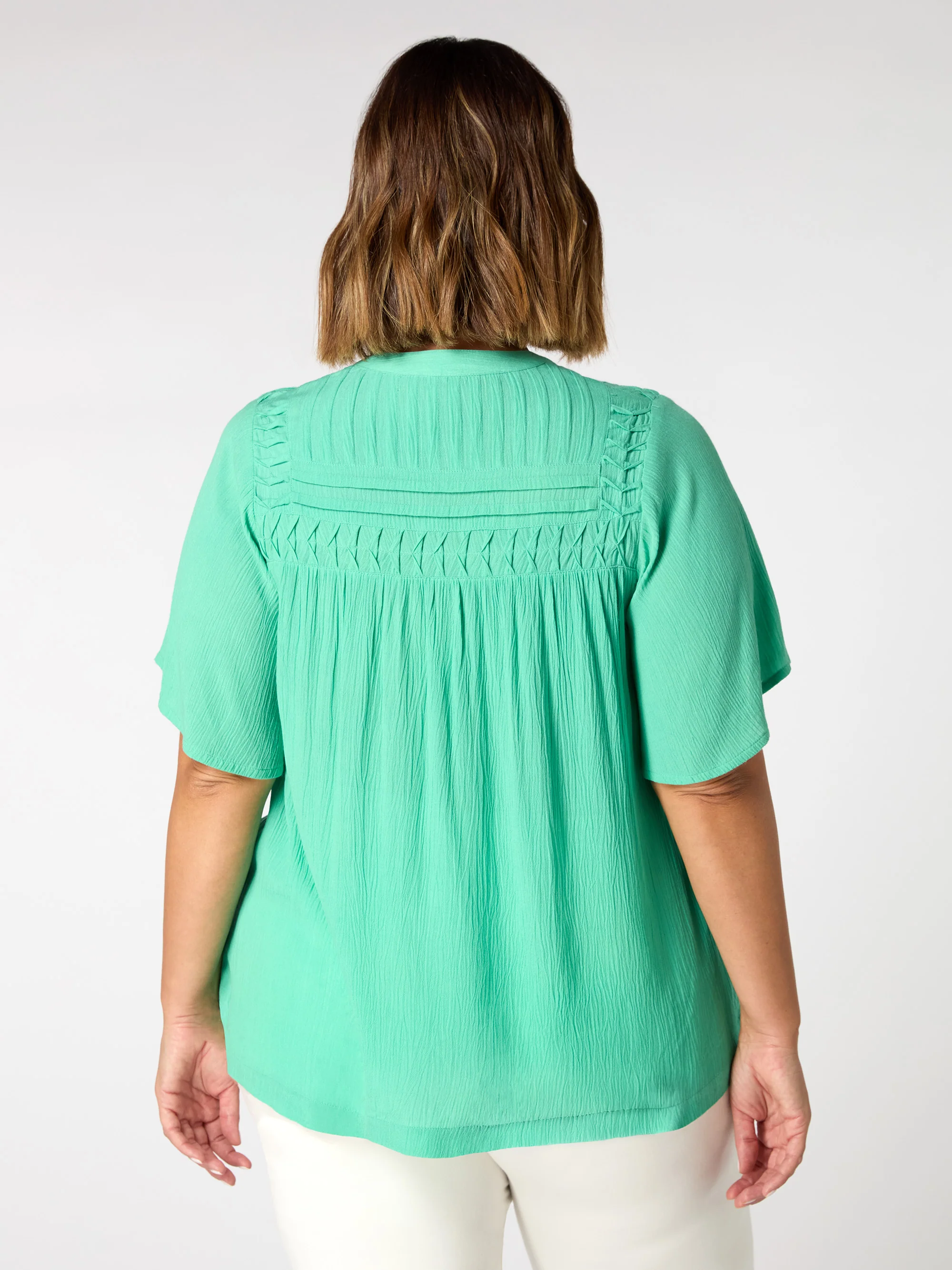 Green Crinkle Smocked Top - Image 3
