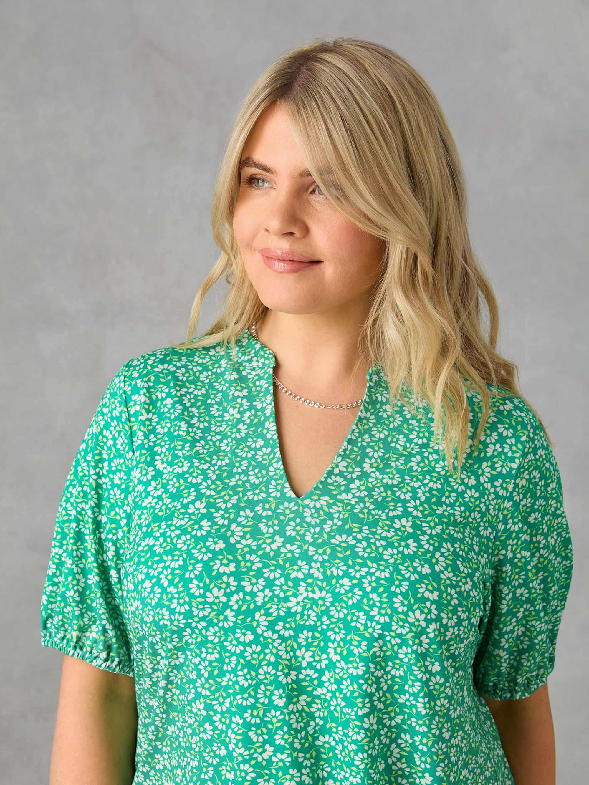 Green Ditsy Jersey Blouse - Image 2