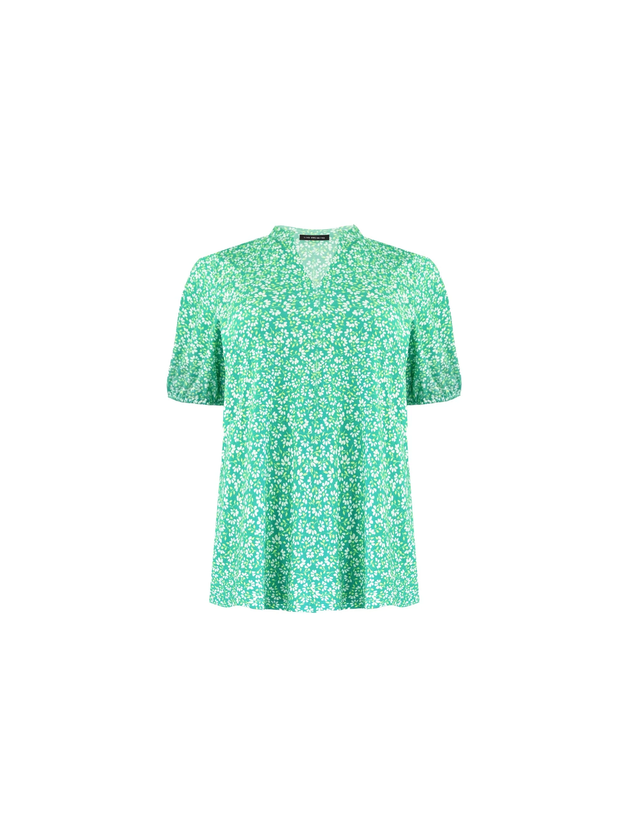 Green Ditsy Jersey Blouse - Image 6