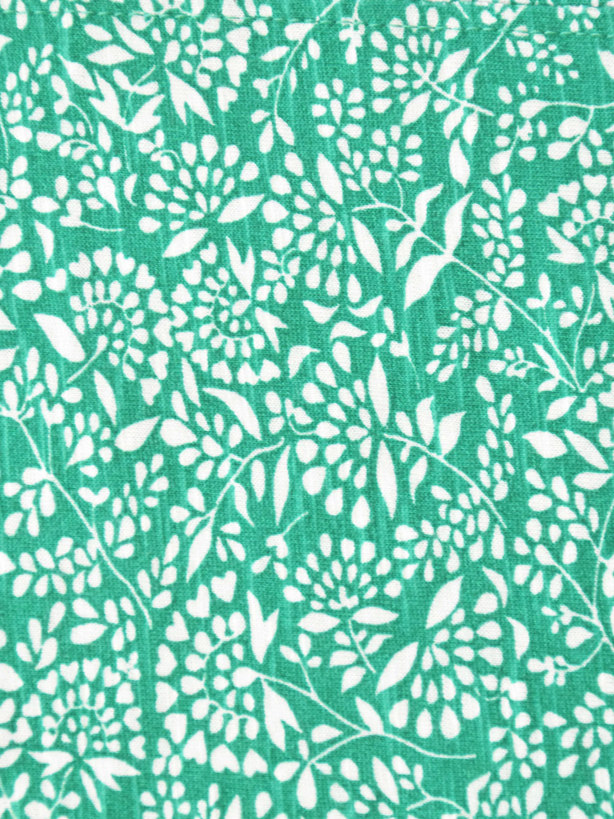 Green Ditsy Leaf Cotton Slub Tiered Midi Dress - Image 9