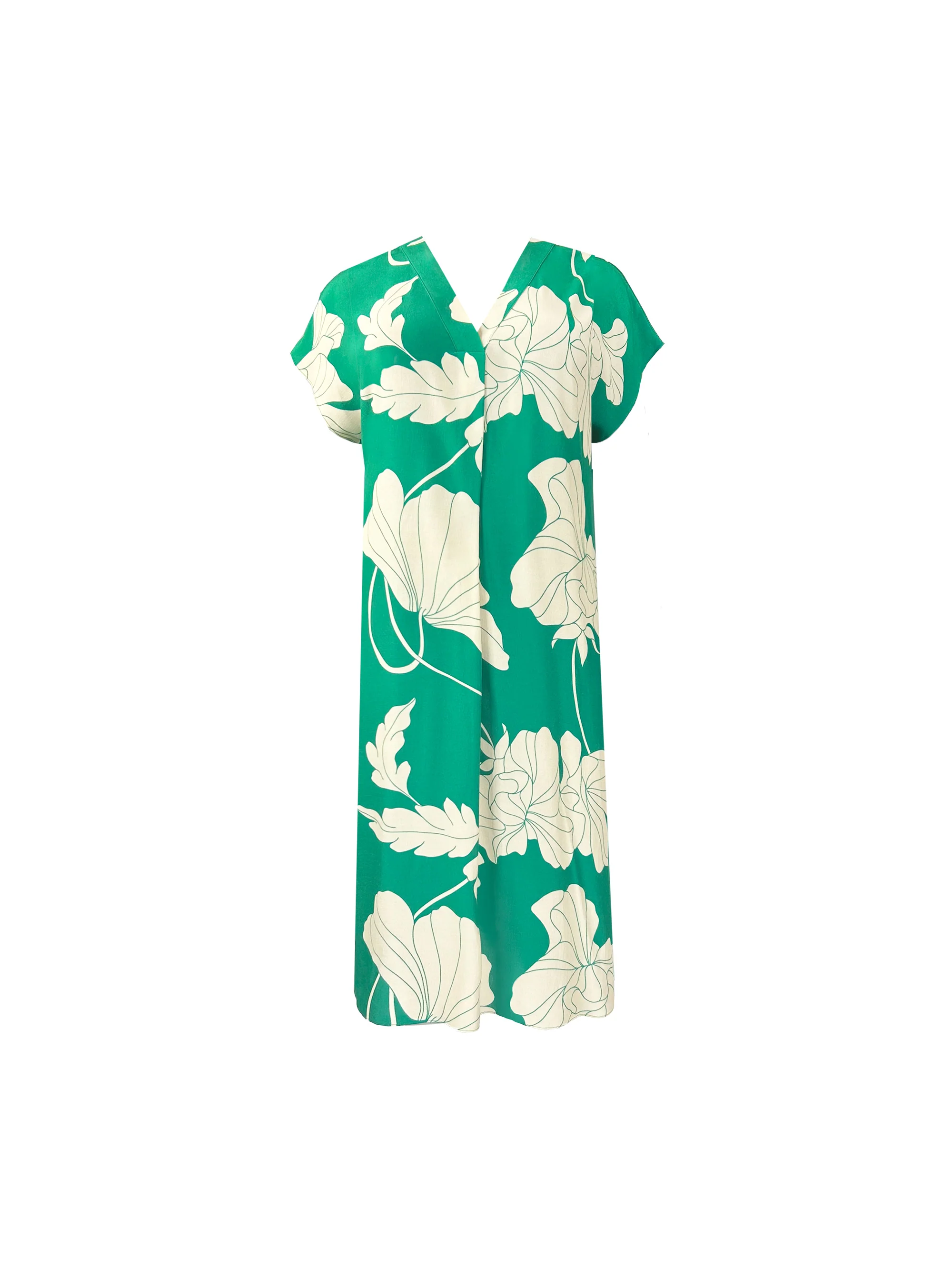 Green Floral Pleat Front Midi Dress - Image 7