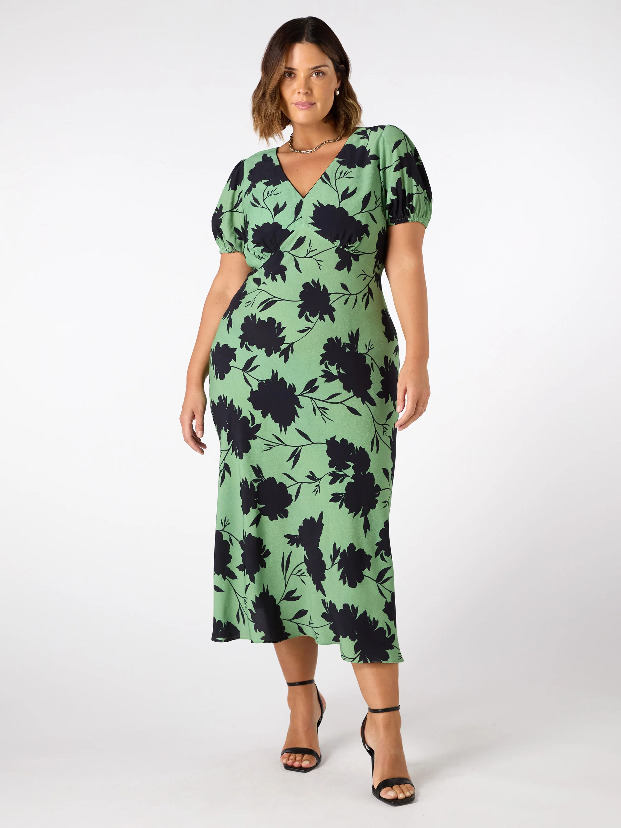 Green Floral Print Dress - Image 3
