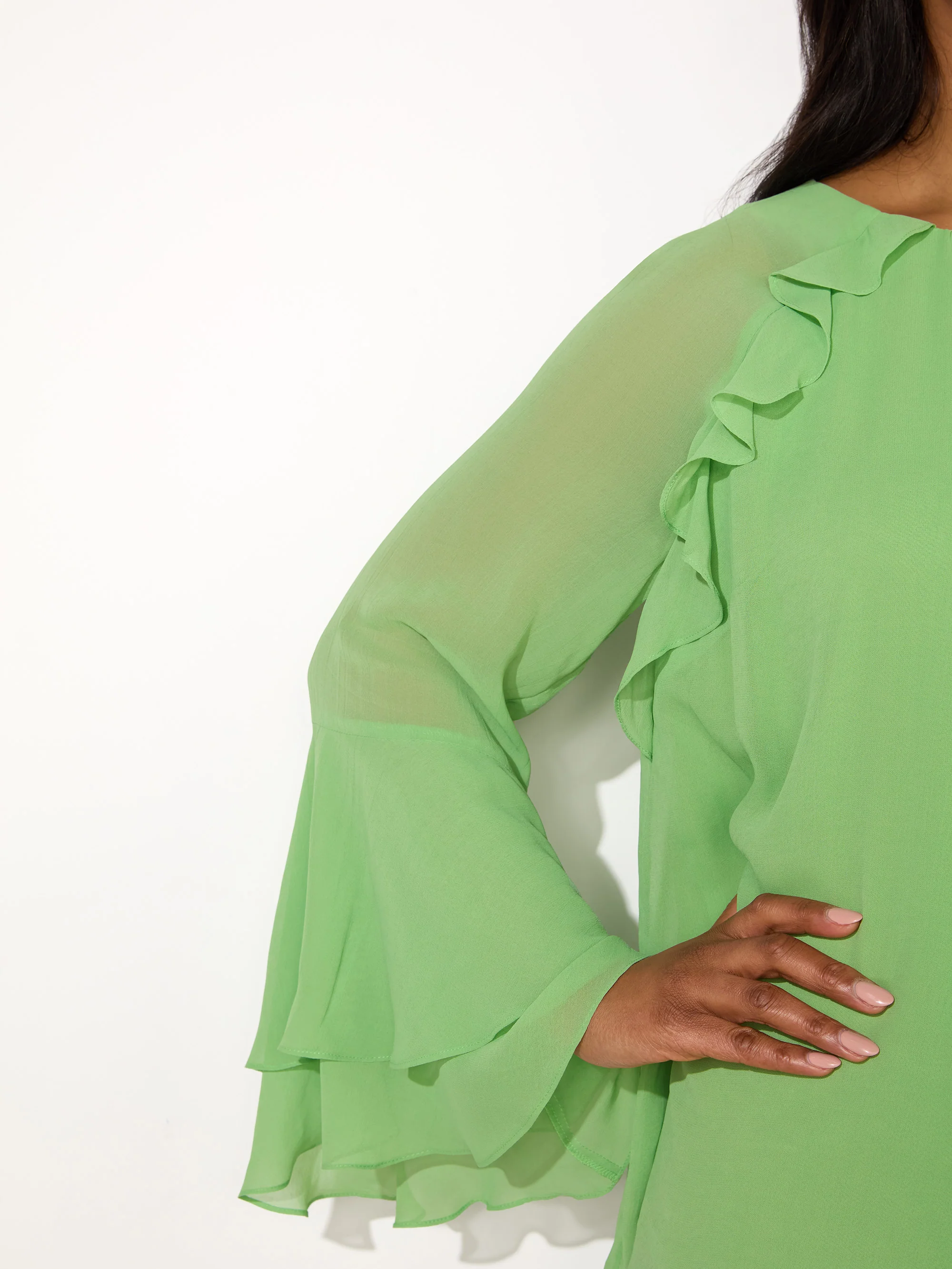 Green Frill Ruffle Blouse - Image 3