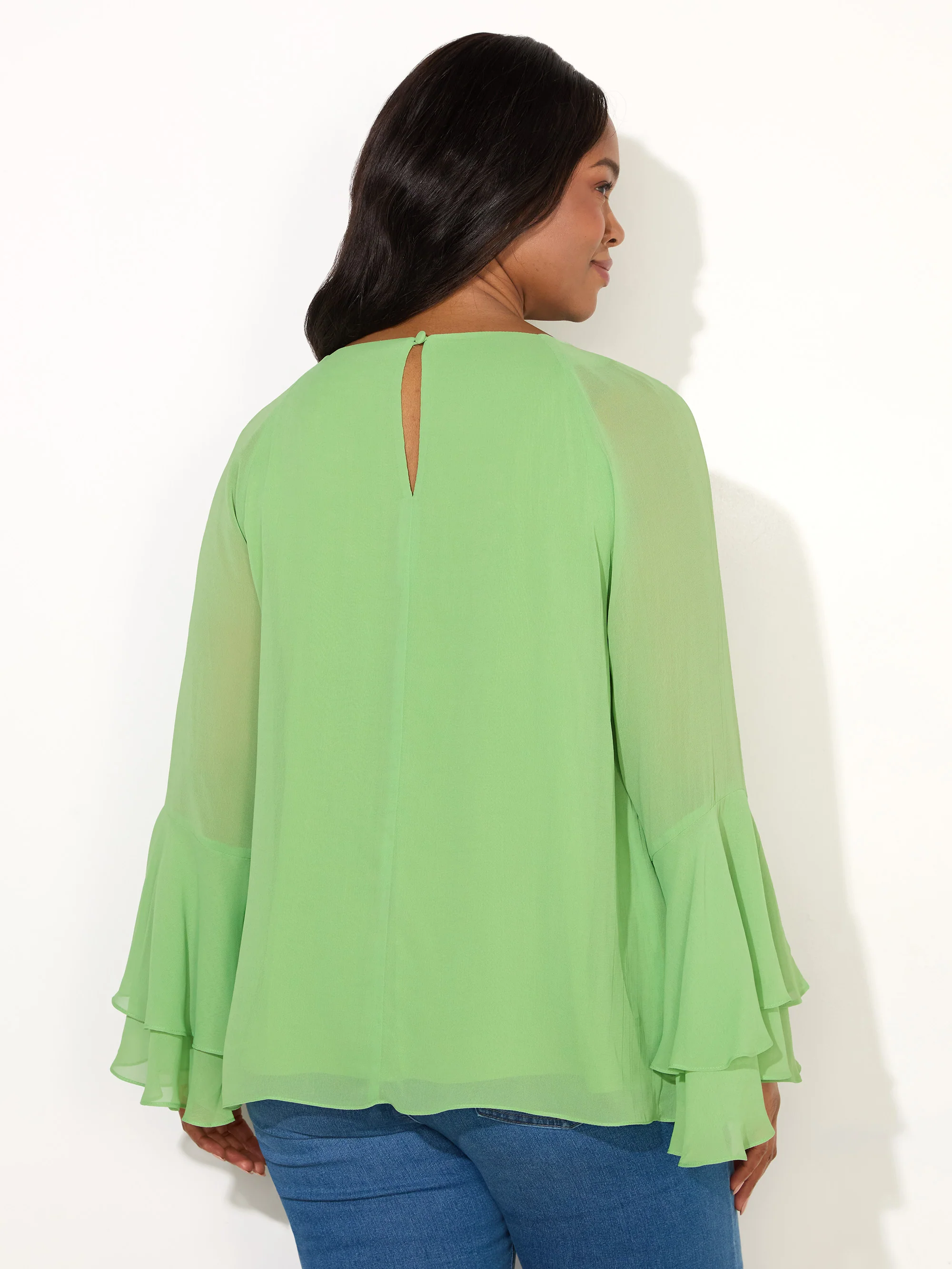 Green Frill Ruffle Blouse - Image 4