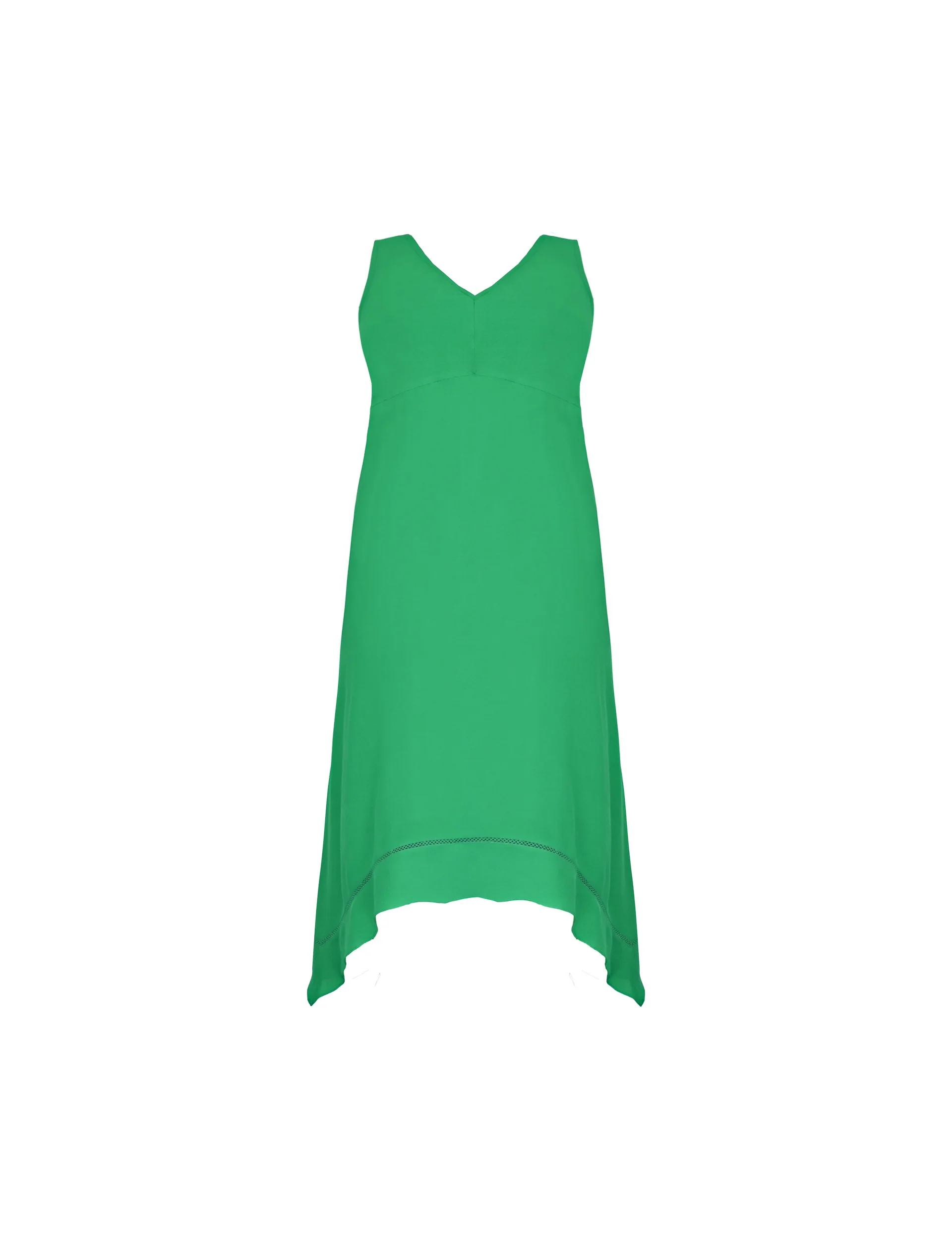 Green Ladder Trim Hanky Hem Midi Dress - Image 5