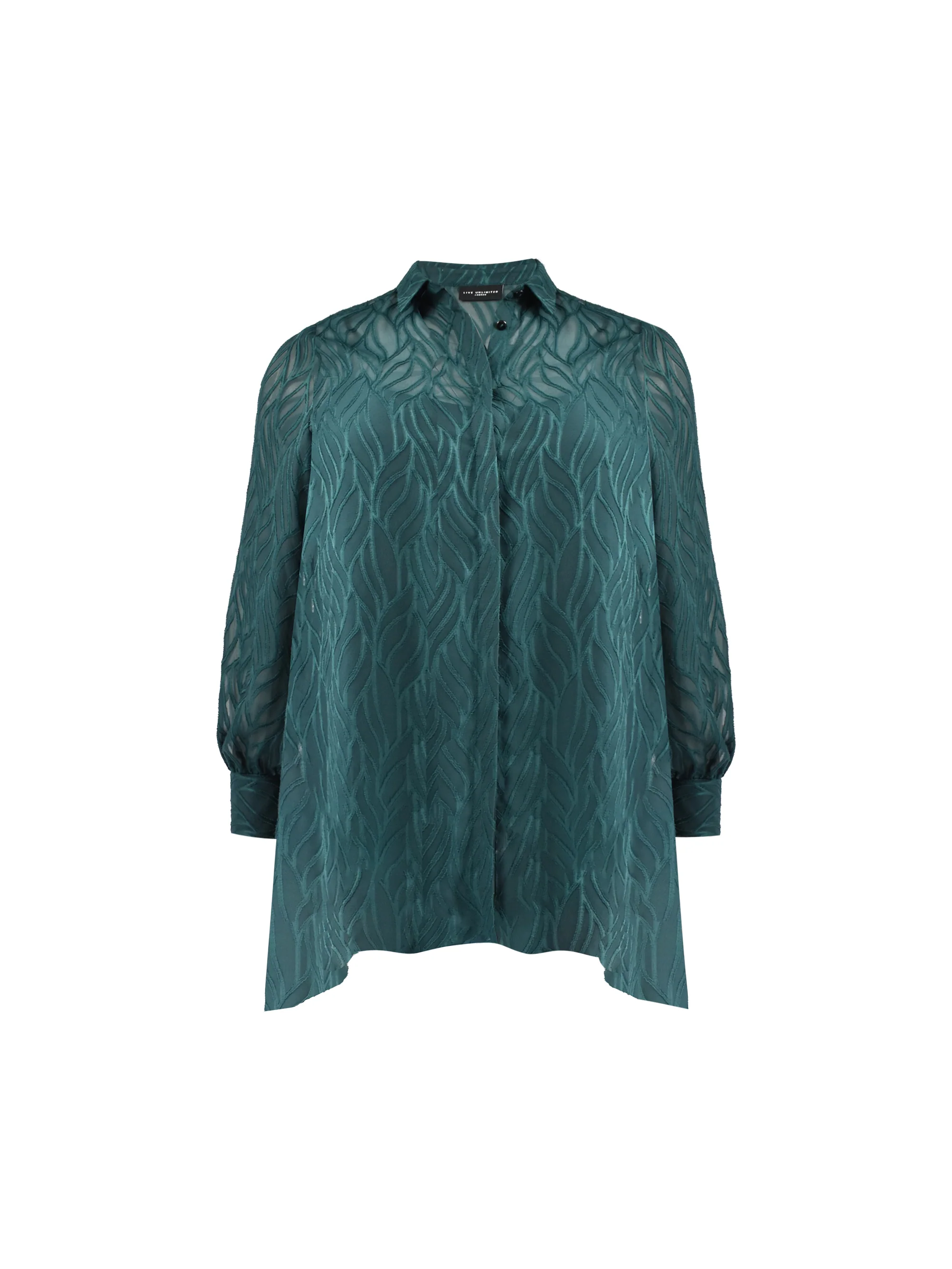 Green Linear Burnout Hanky Hem Shirt - Image 4