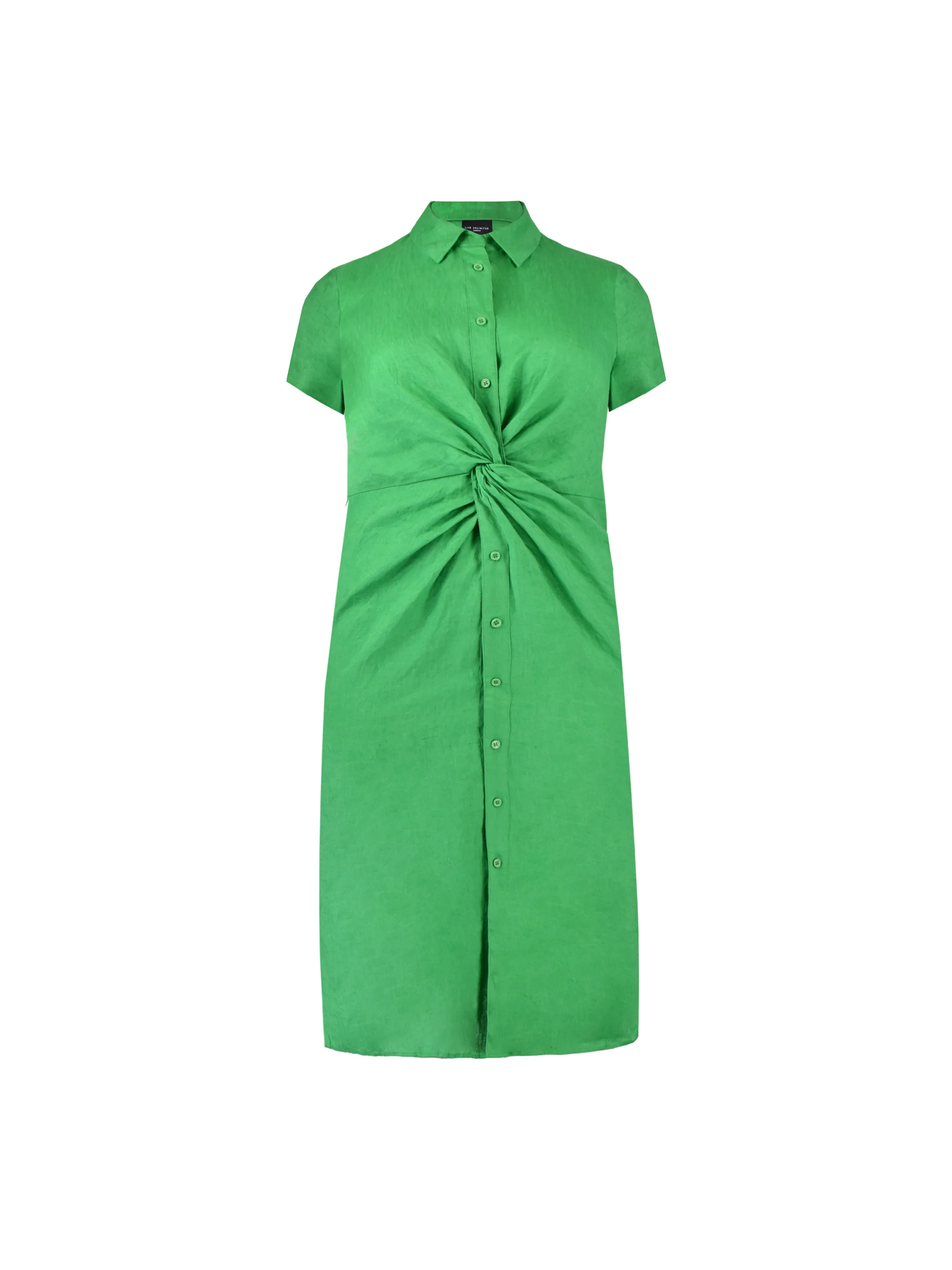 Green Linen Knot Midi Dress - Image 6