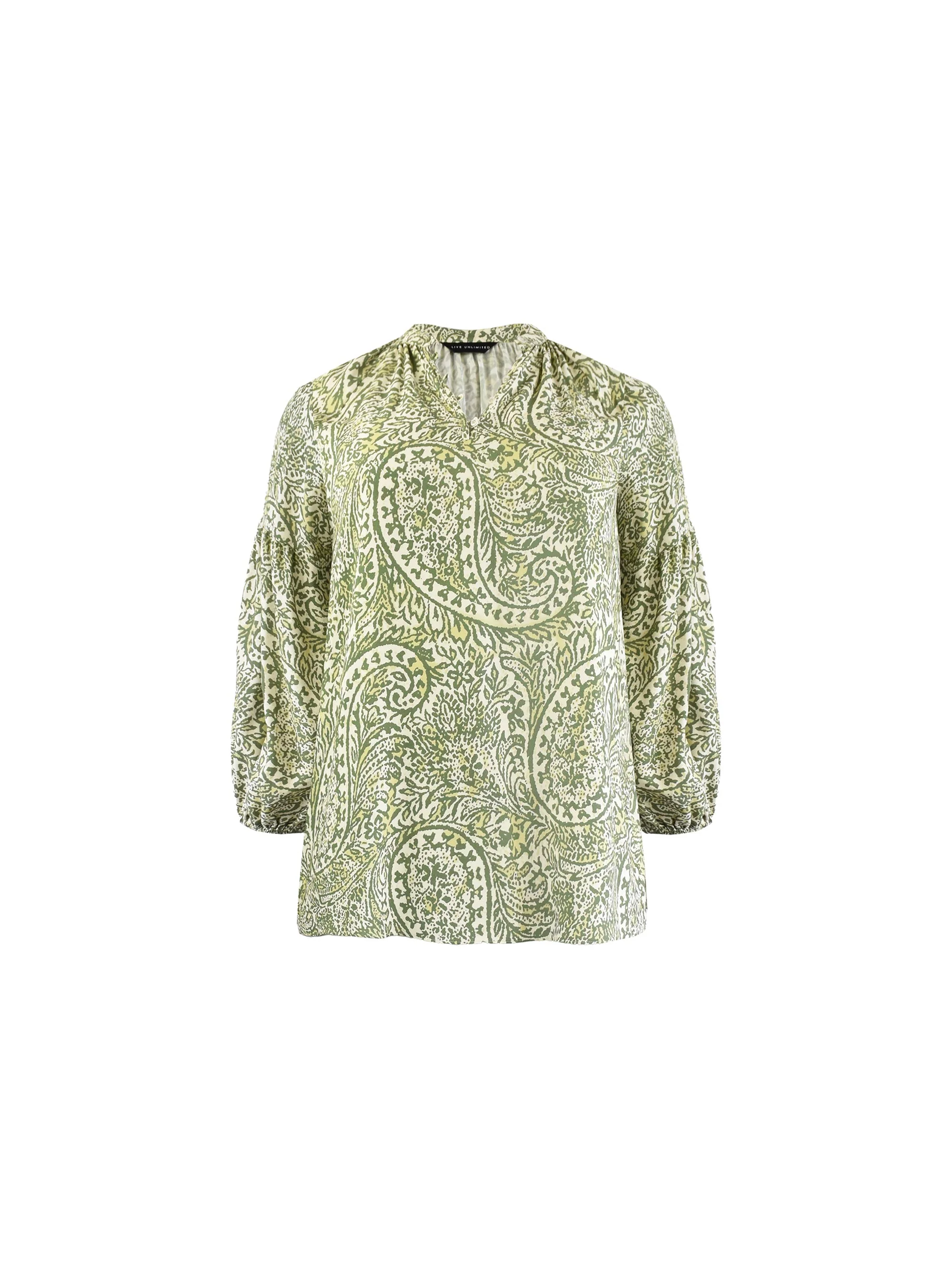 Green Paisley Nehru Collar Blouse - Image 7