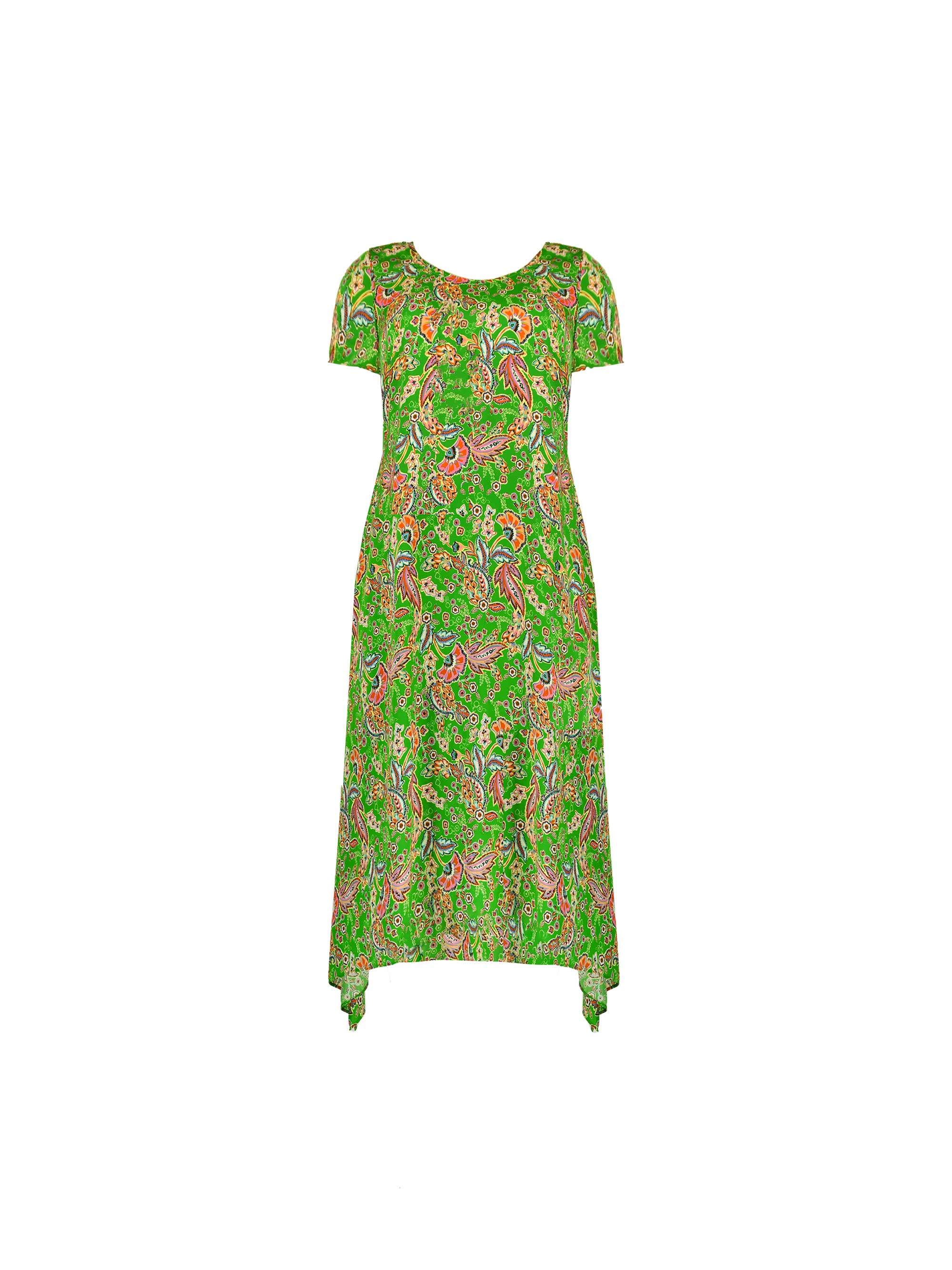 Green Paisley Print Cap Sleeve Midi Dress - Image 4