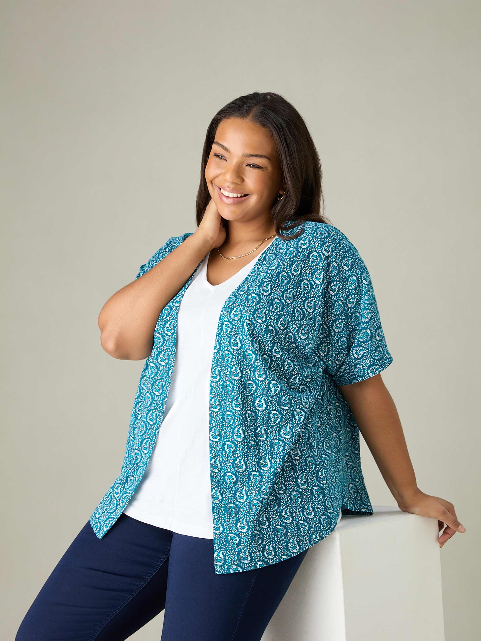 Green Paisley Print Jersey Kimono - Image 4