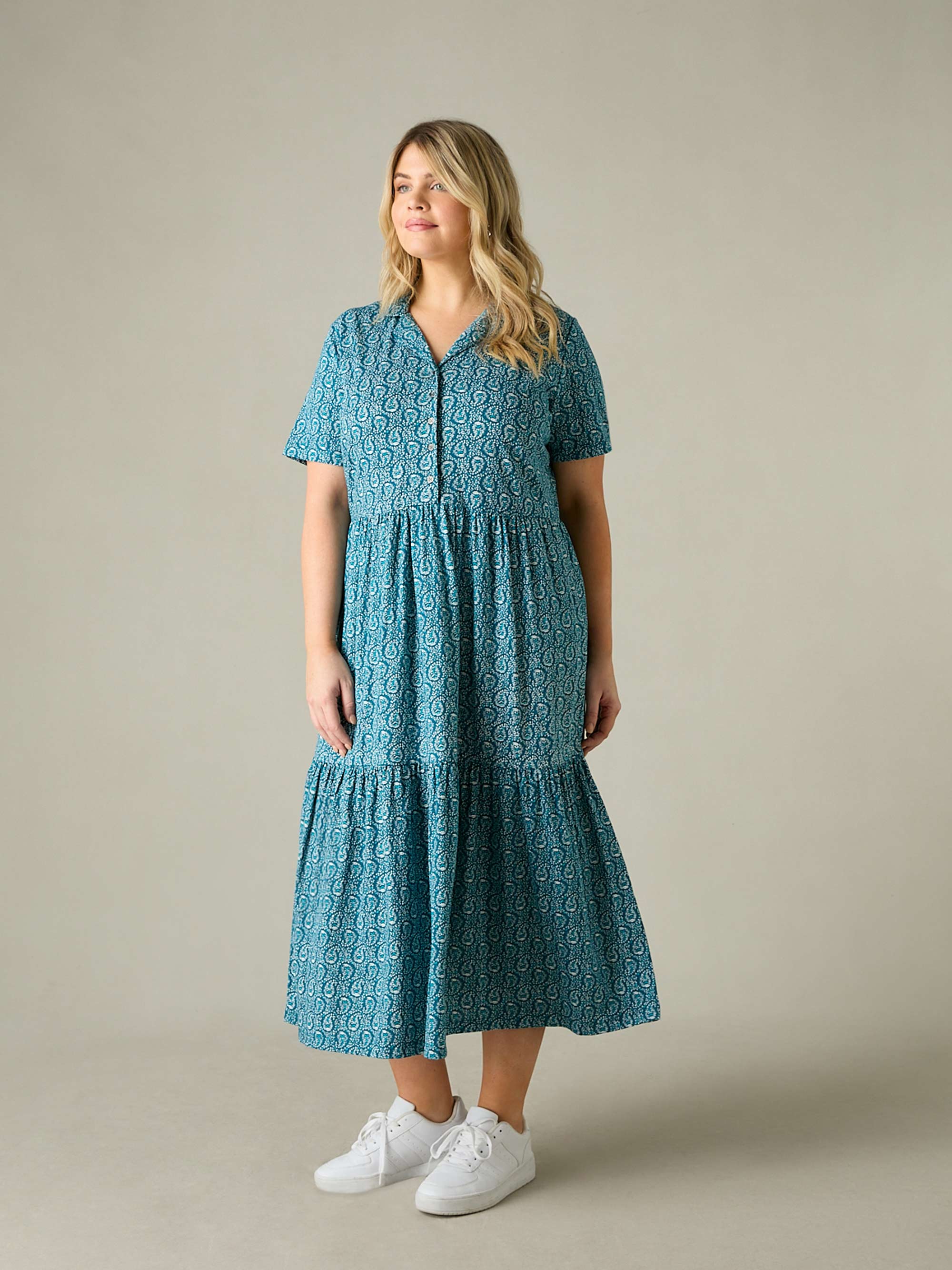 Green Paisley Print Jersey Shirt Dress - Image 3