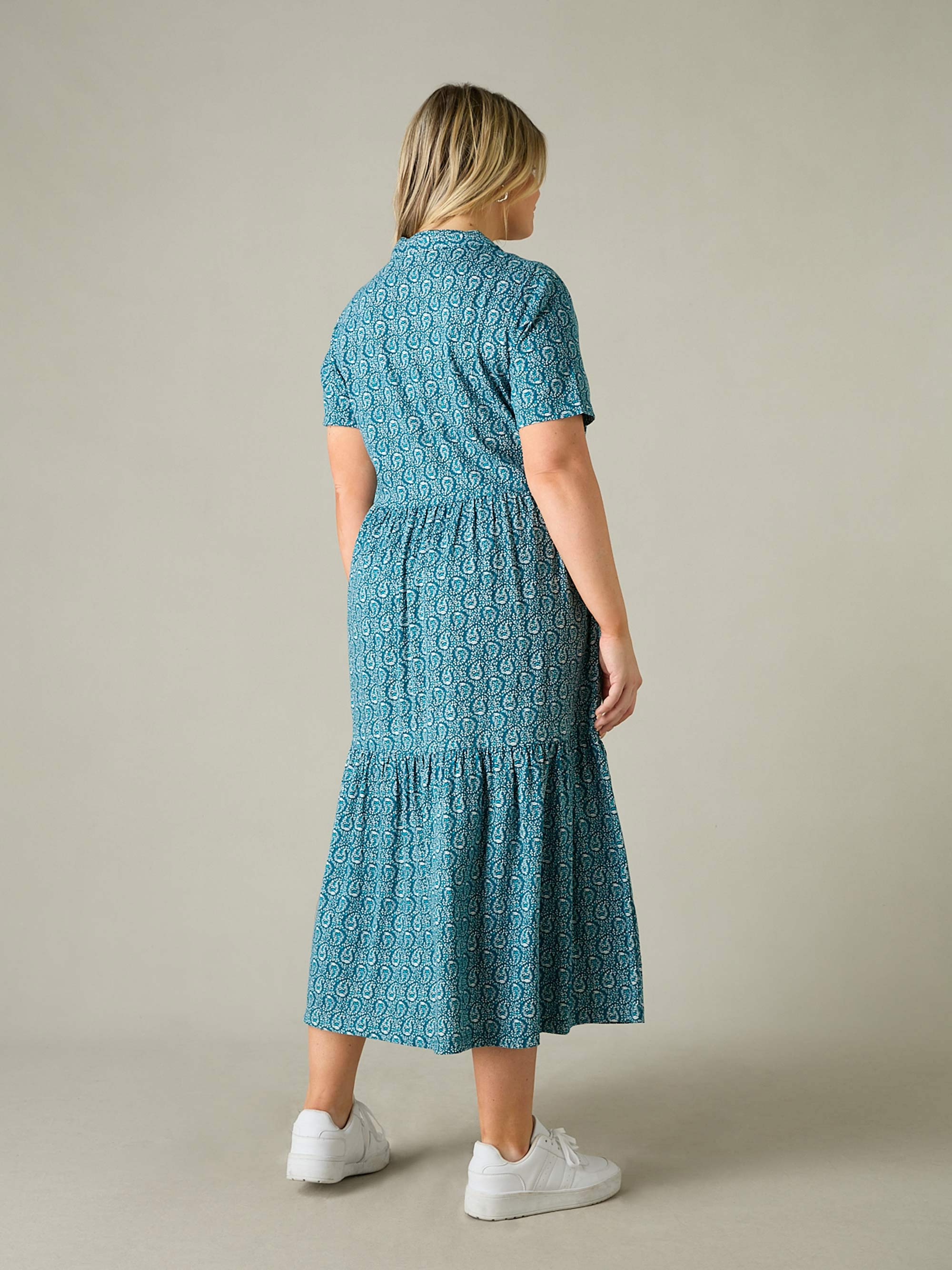 Green Paisley Print Jersey Shirt Dress - Image 4