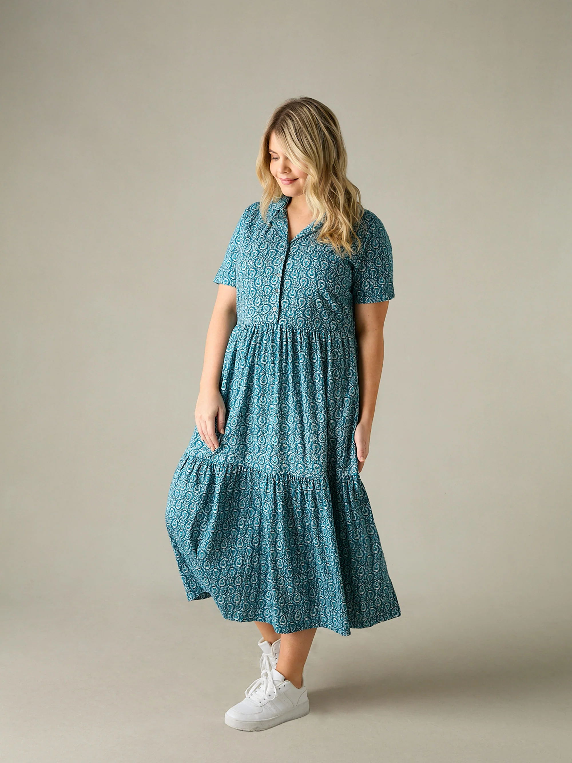 Green Paisley Print Jersey Shirt Dress - Image 5