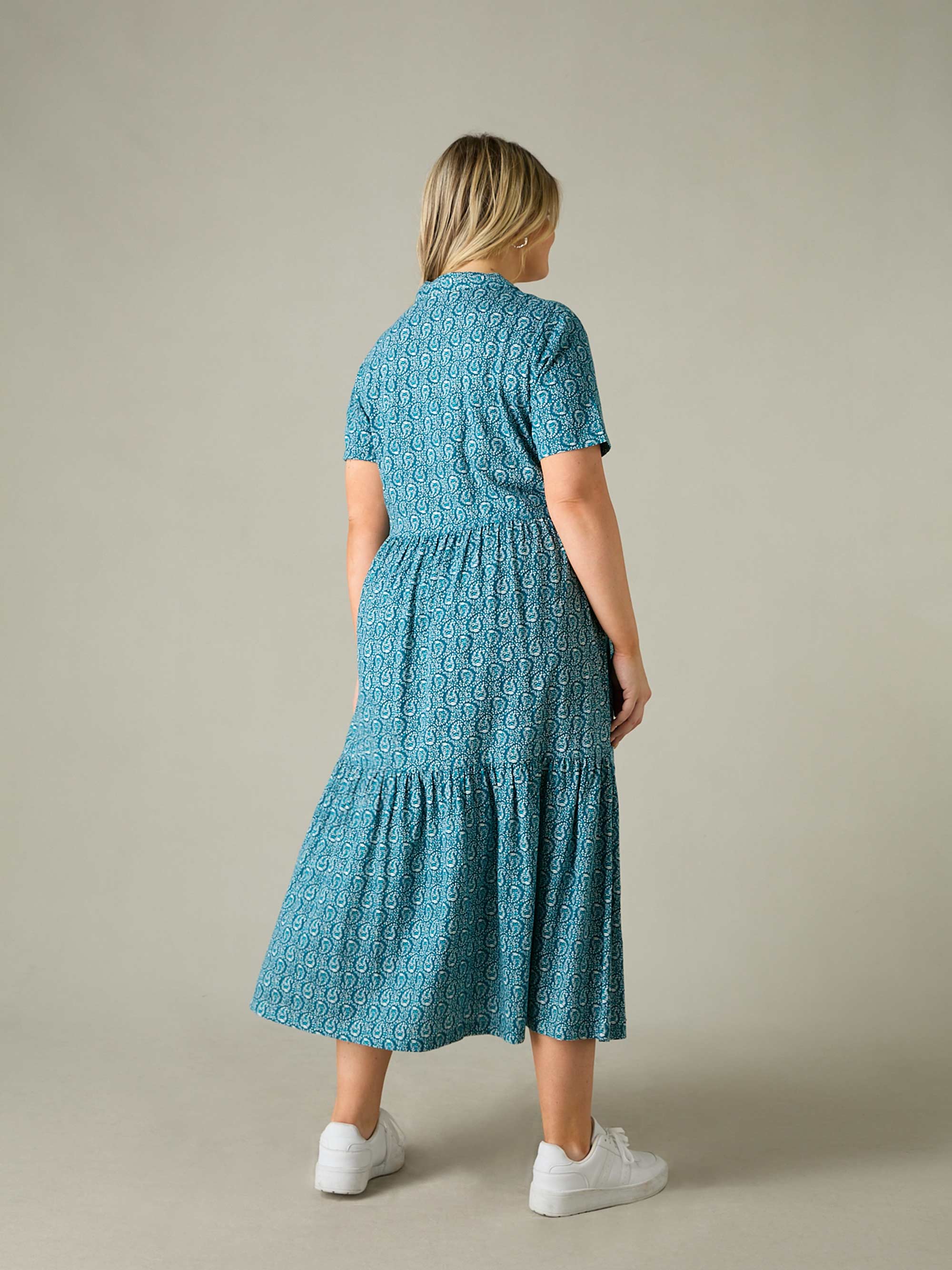 Green Paisley Print Jersey Shirt Dress - Image 6