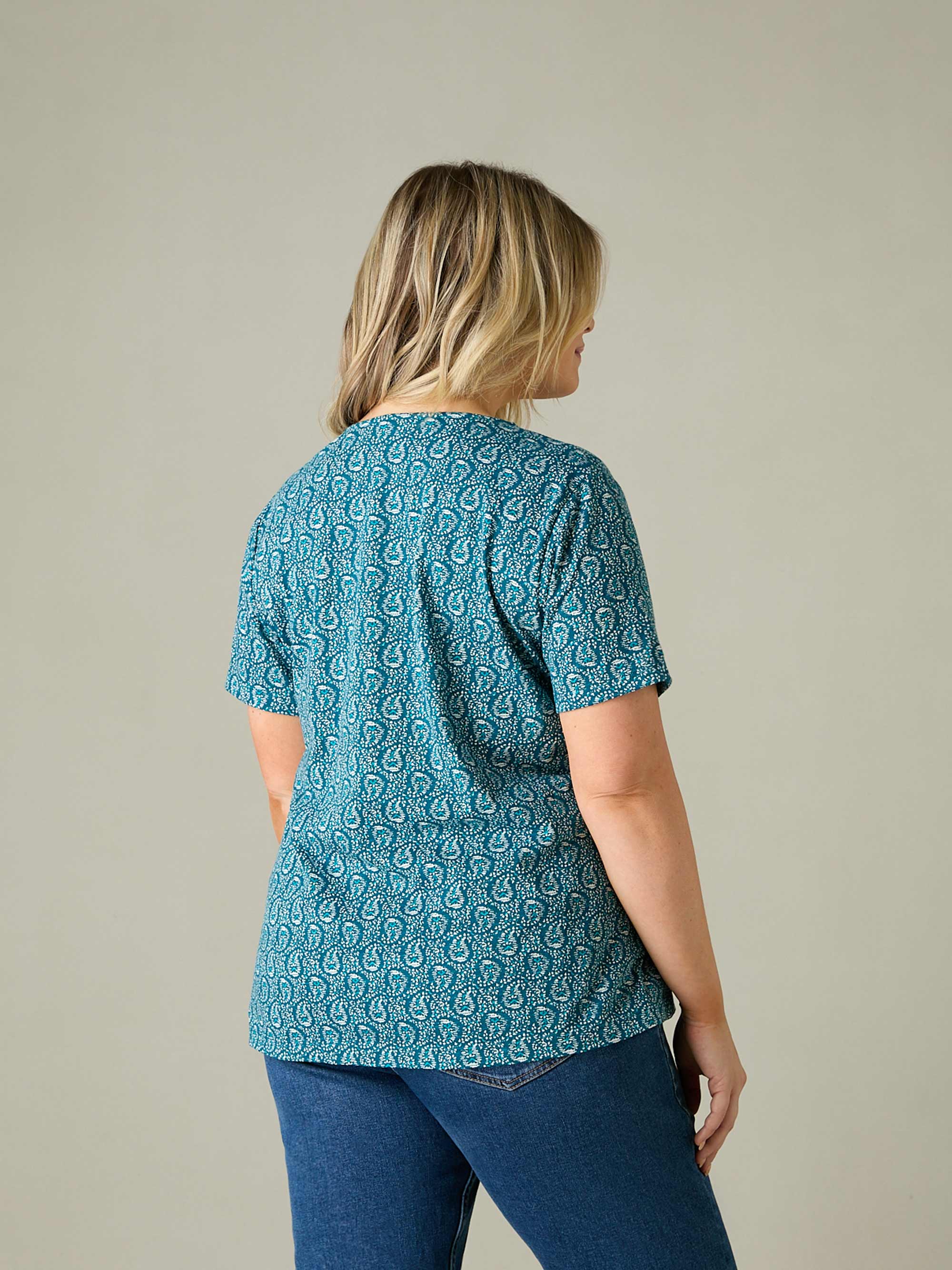 Green Paisley Print Jersey Top - Image 3