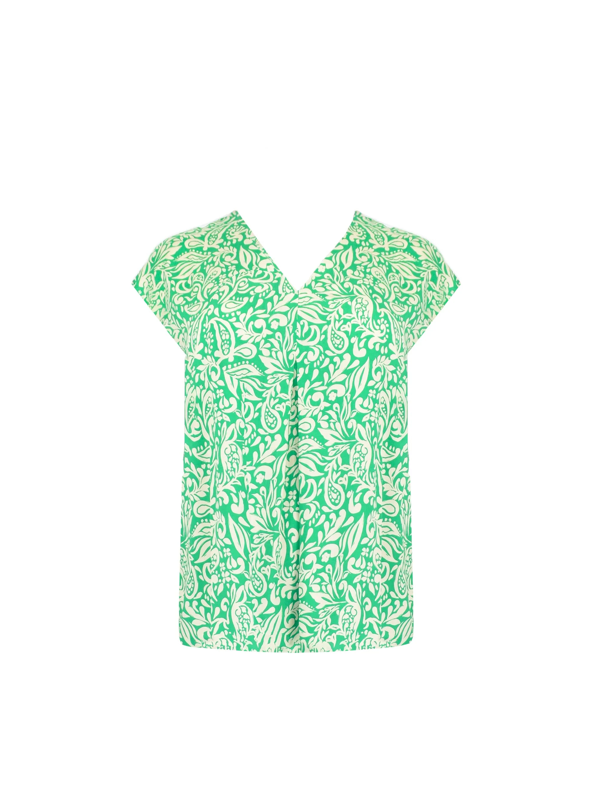 Green Paisley Print Pleat Tee - Image 4