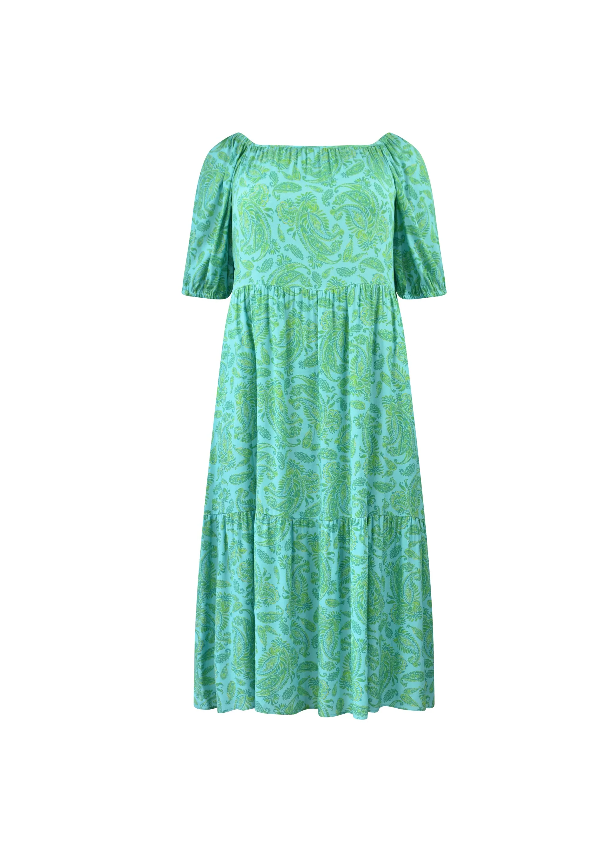 Green Paisley Puff Sleeve Maxi Dress - Image 7