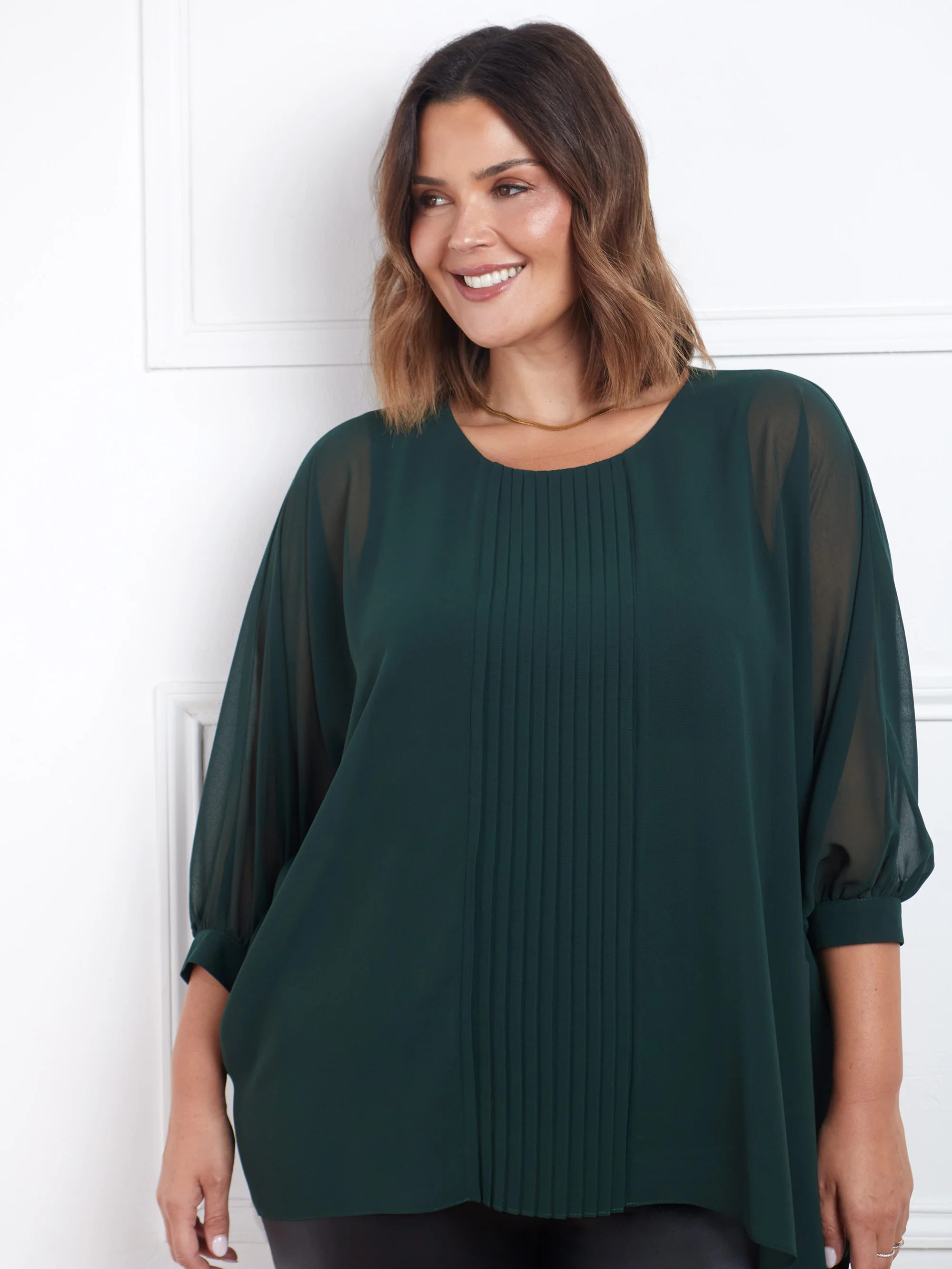 Green Pleat Front Top - Image 2