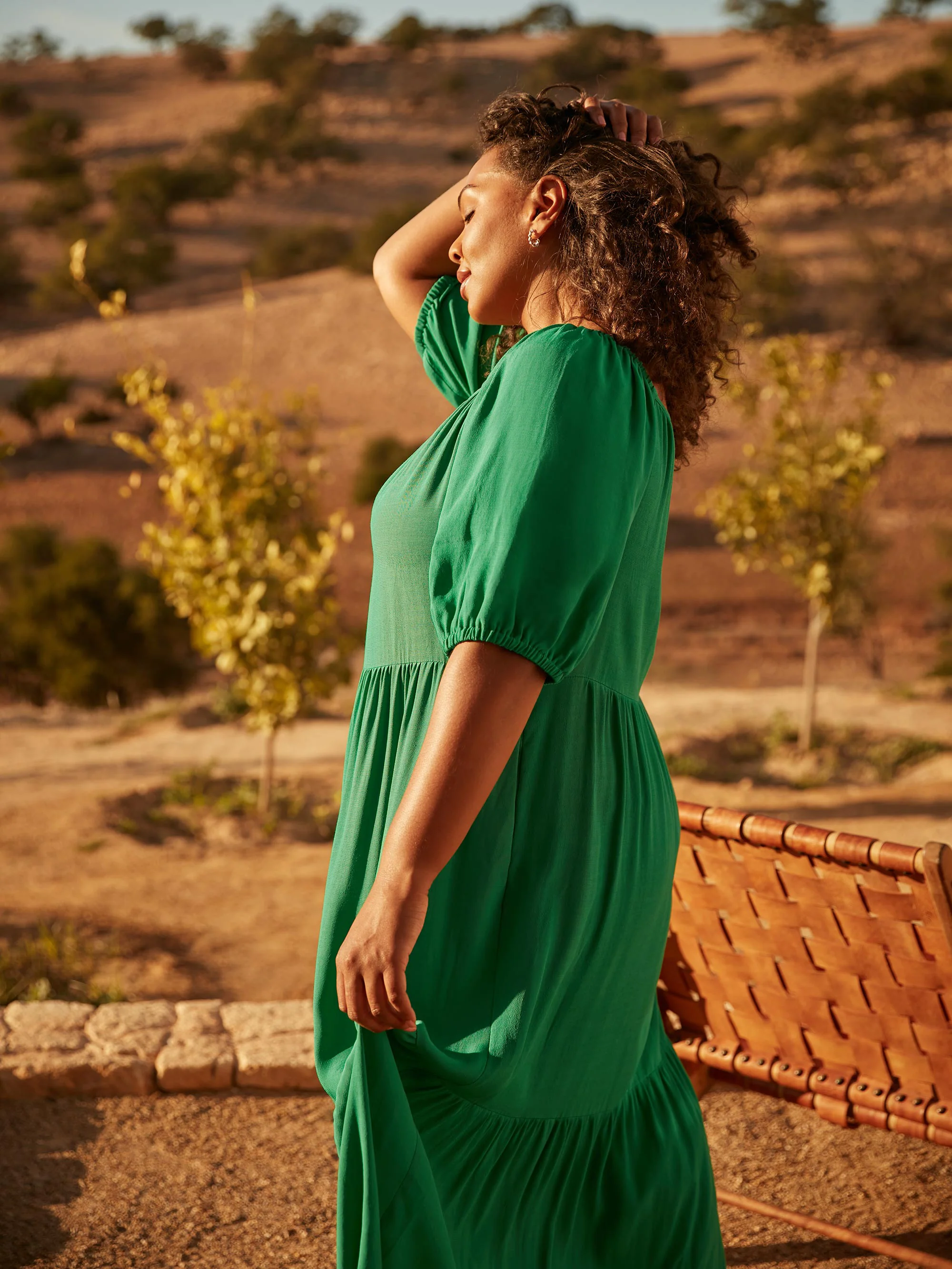 Green Puff Sleeve Maxi Dress - Image 2