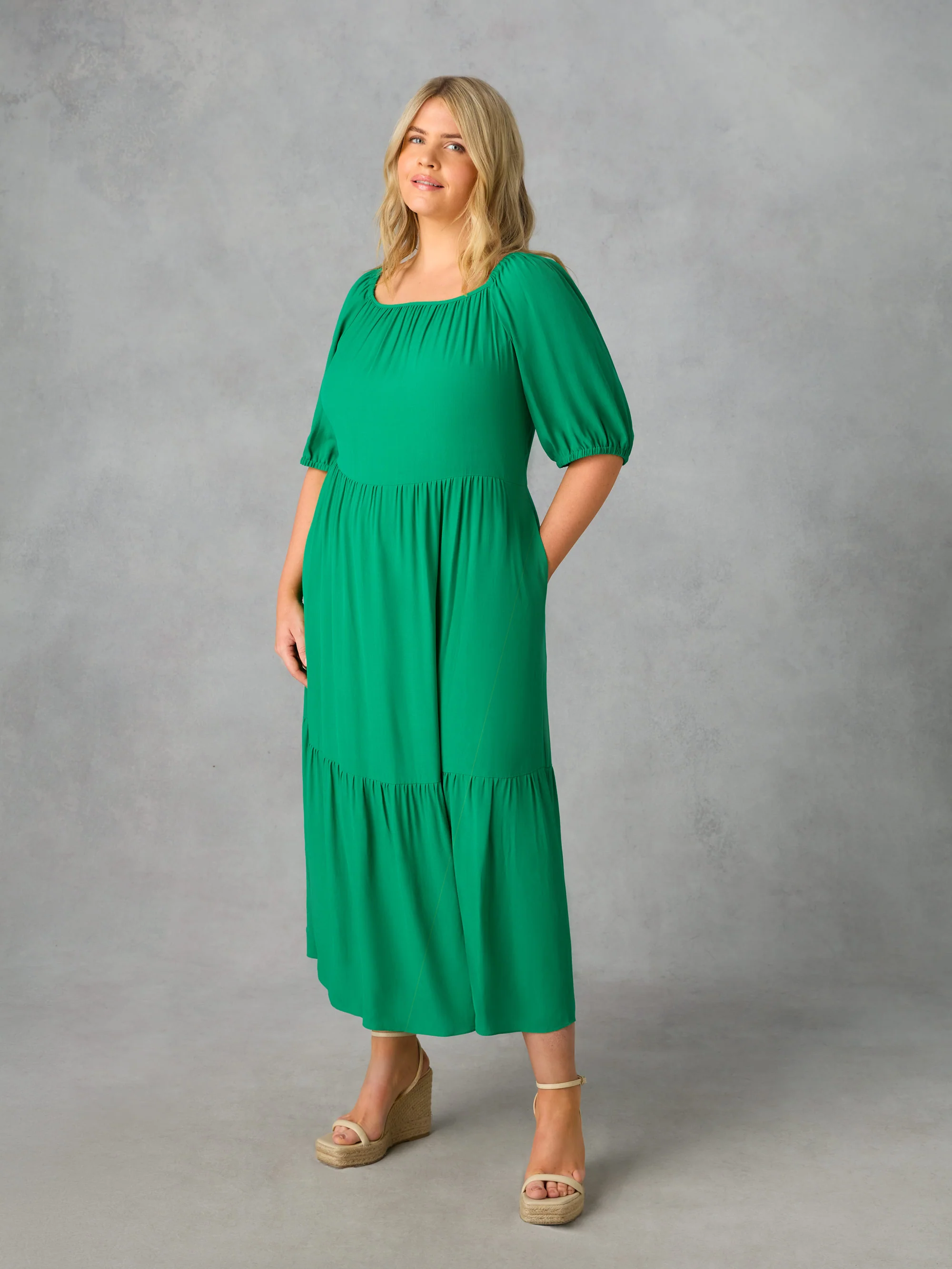 Green Puff Sleeve Maxi Dress - Image 3