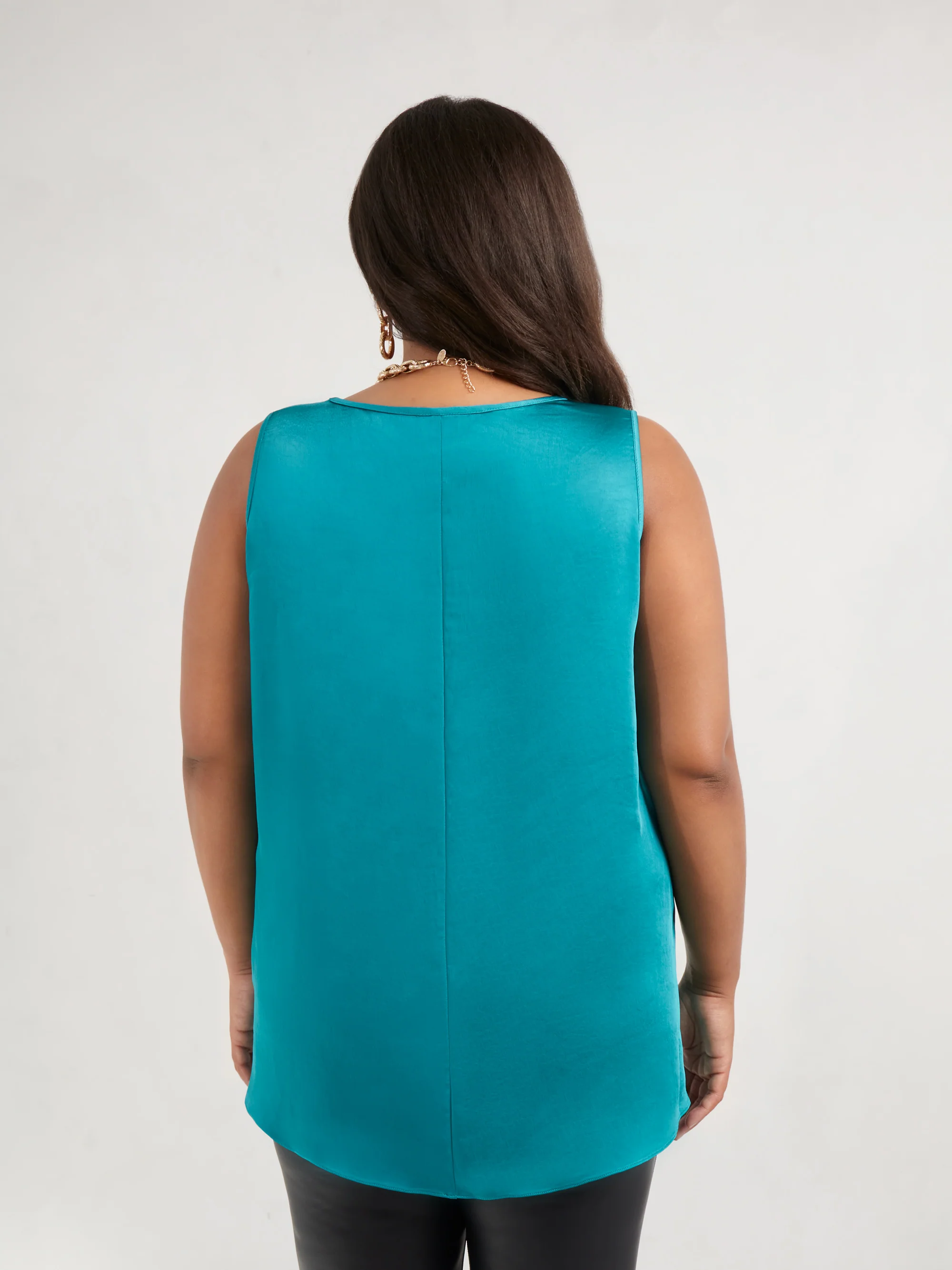 Green Satin V-Neck Vest - Image 6